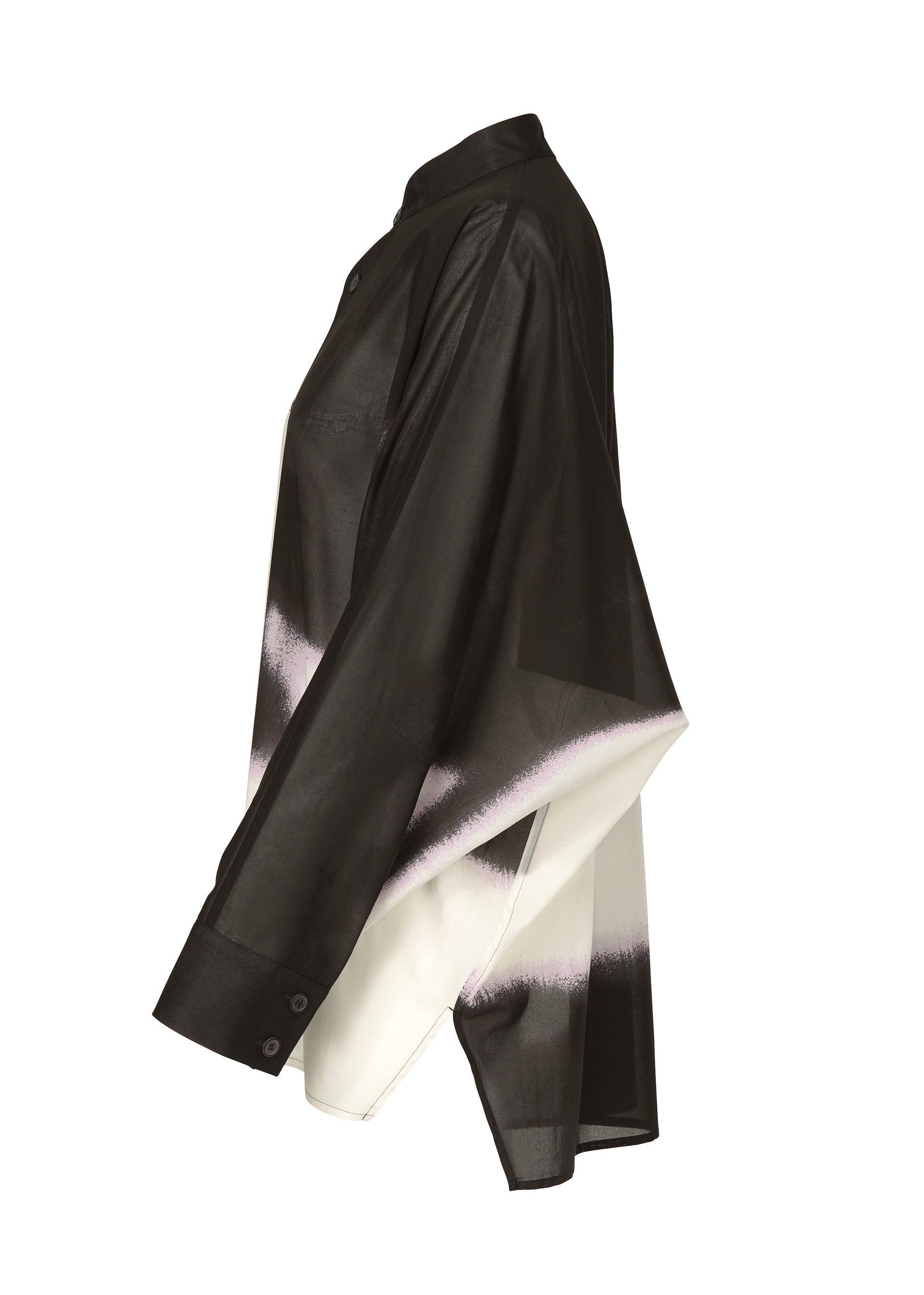 A detail shot of the ISSEY MIYAKE SHADOW STUDY shirt.