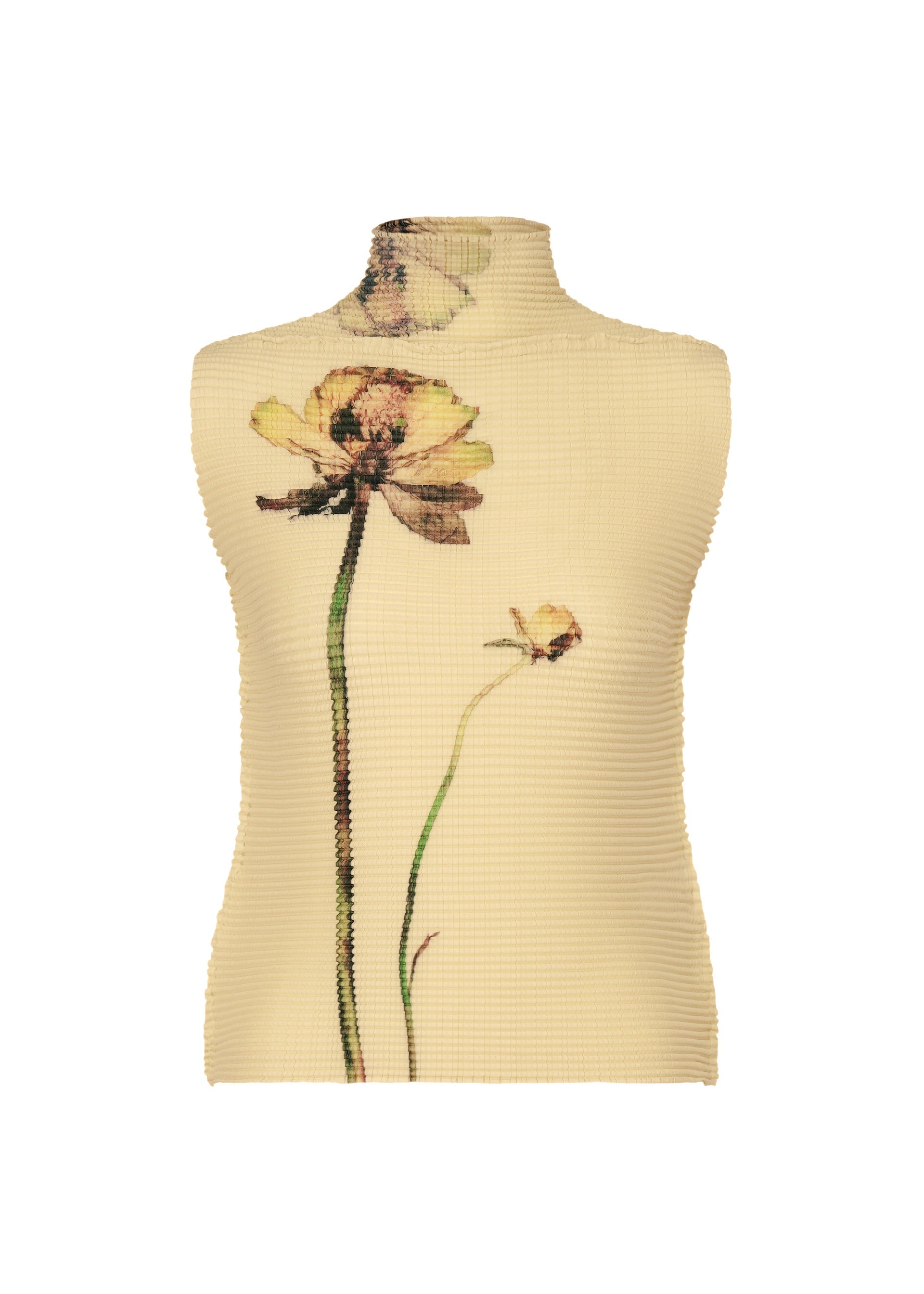 A product shot of the ISSEY MIYAKE PRESSED FLORA PLEATS TOP shirt in ranunculus (96).
