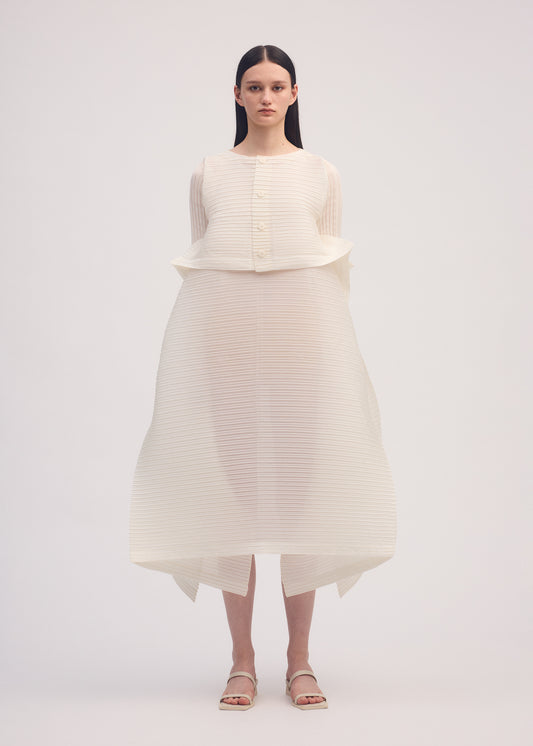 PANELED PLEATS Cardigan Asa White