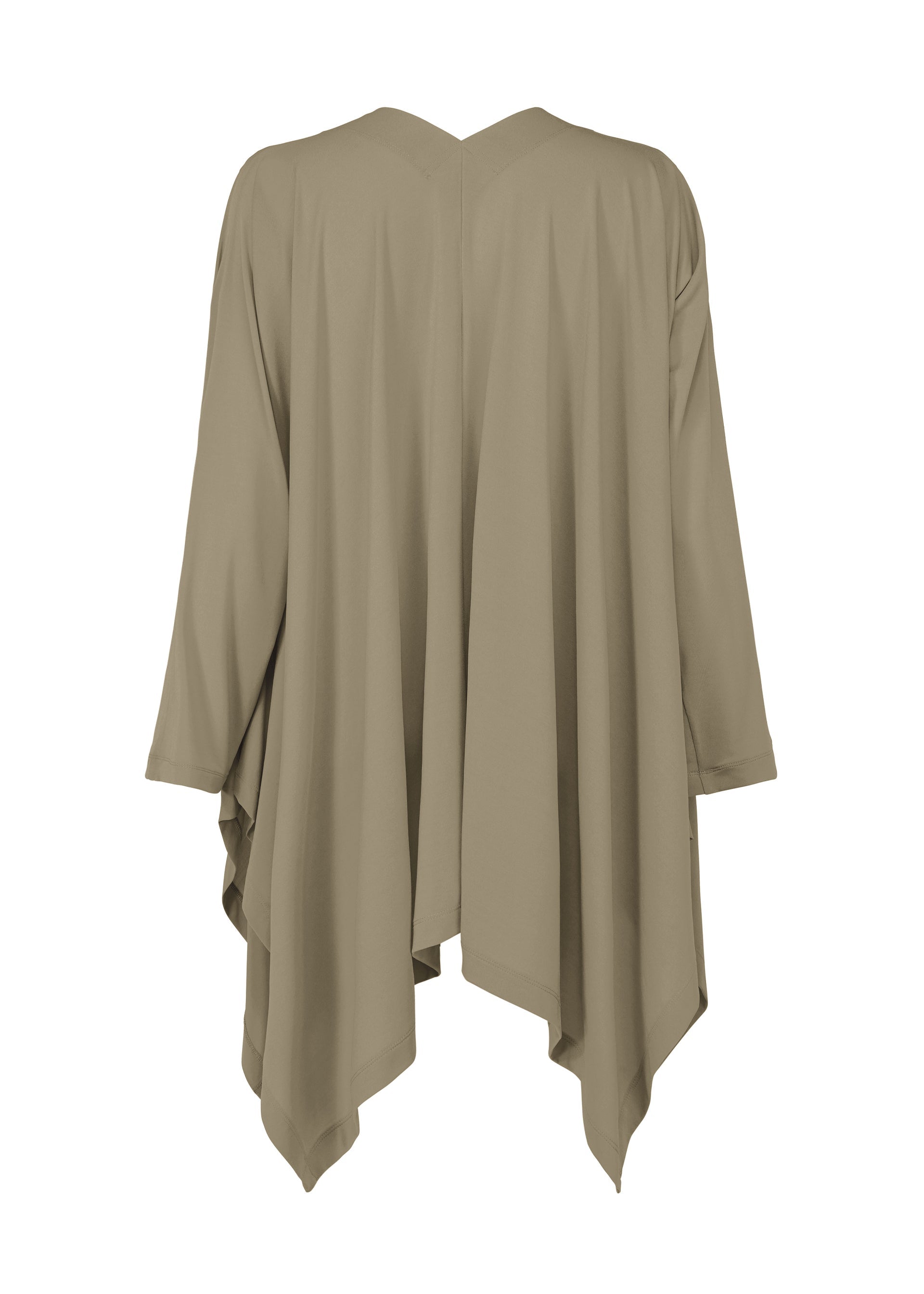 A detail shot of the ISSEY MIYAKE DRAPE JERSEY 56 cardigan.