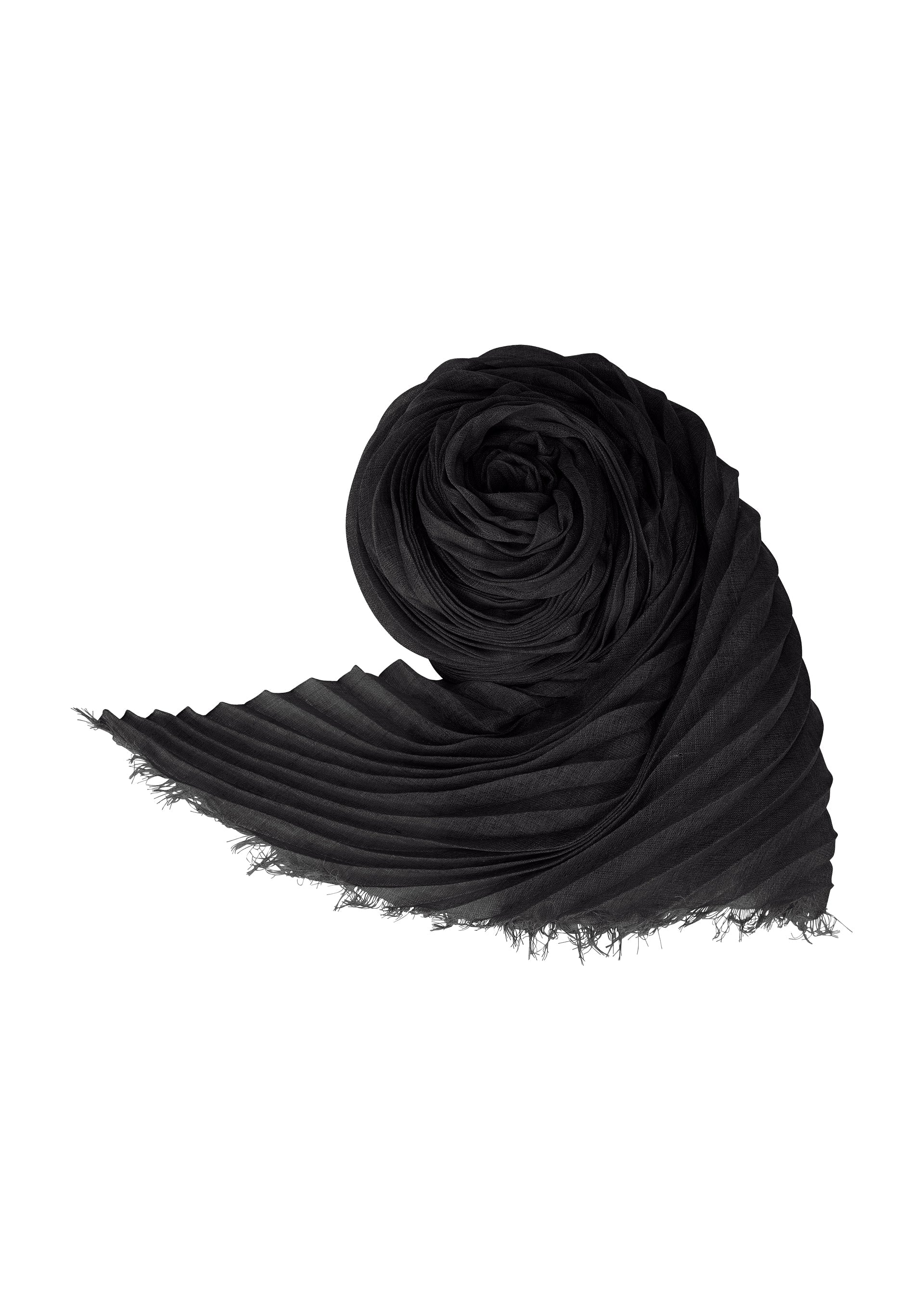 A product shot of the ISSEY MIYAKE SILK WOOL PLEATS STOLE stole in black.