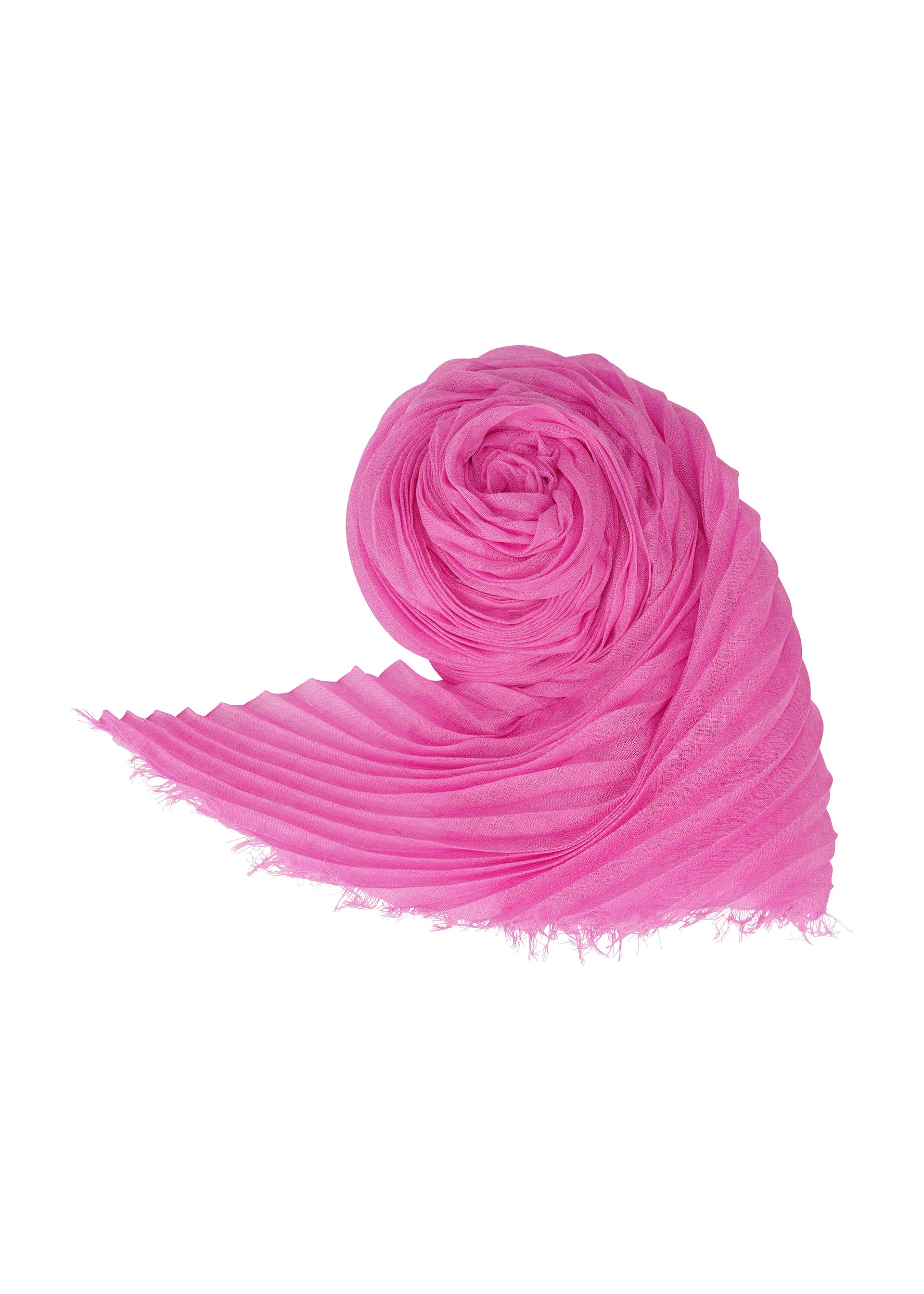 A product shot of the ISSEY MIYAKE SILK WOOL PLEATS STOLE stole in pink.