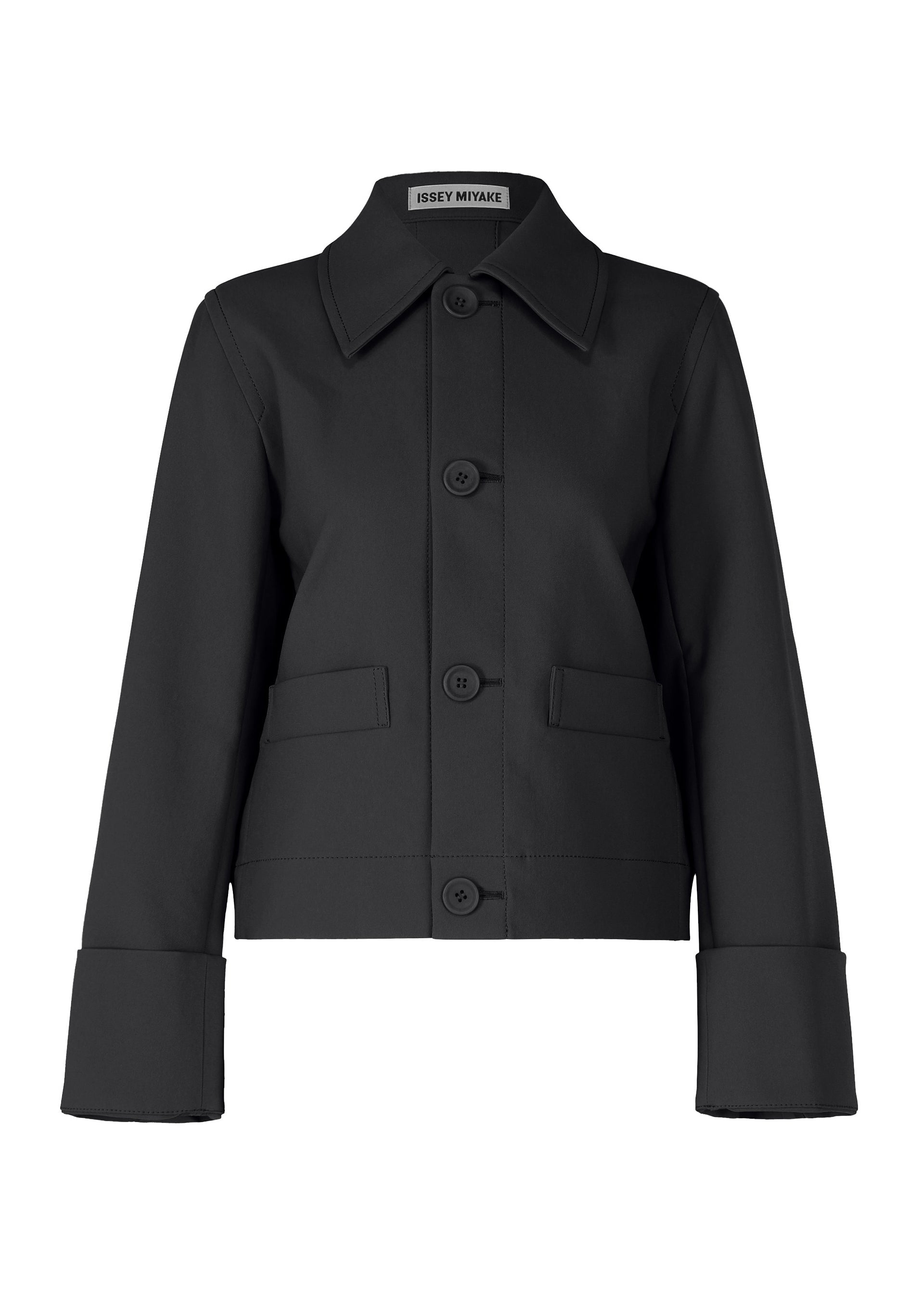 A product shot of the ISSEY MIYAKE GYPSUM jacket in black (15).
