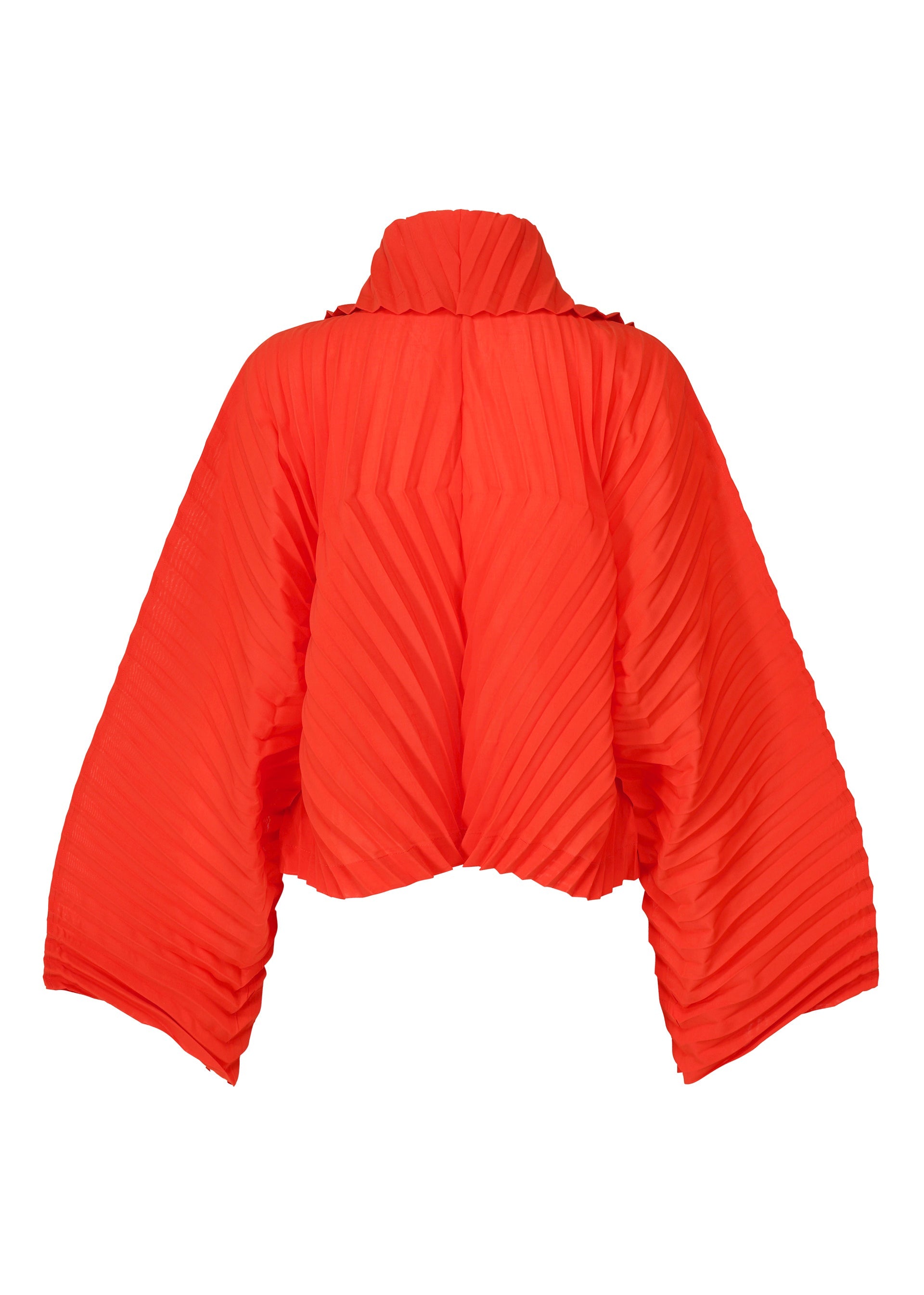 A detail shot of the ISSEY MIYAKE WAVE PLEATS jacket.