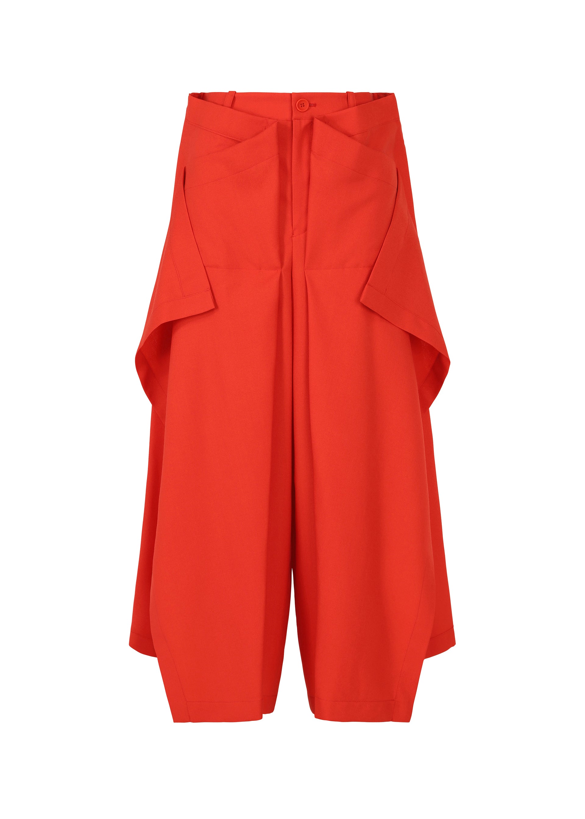 A product shot of the ISSEY MIYAKE UNI FORM (WOOL) trousers in red (24).