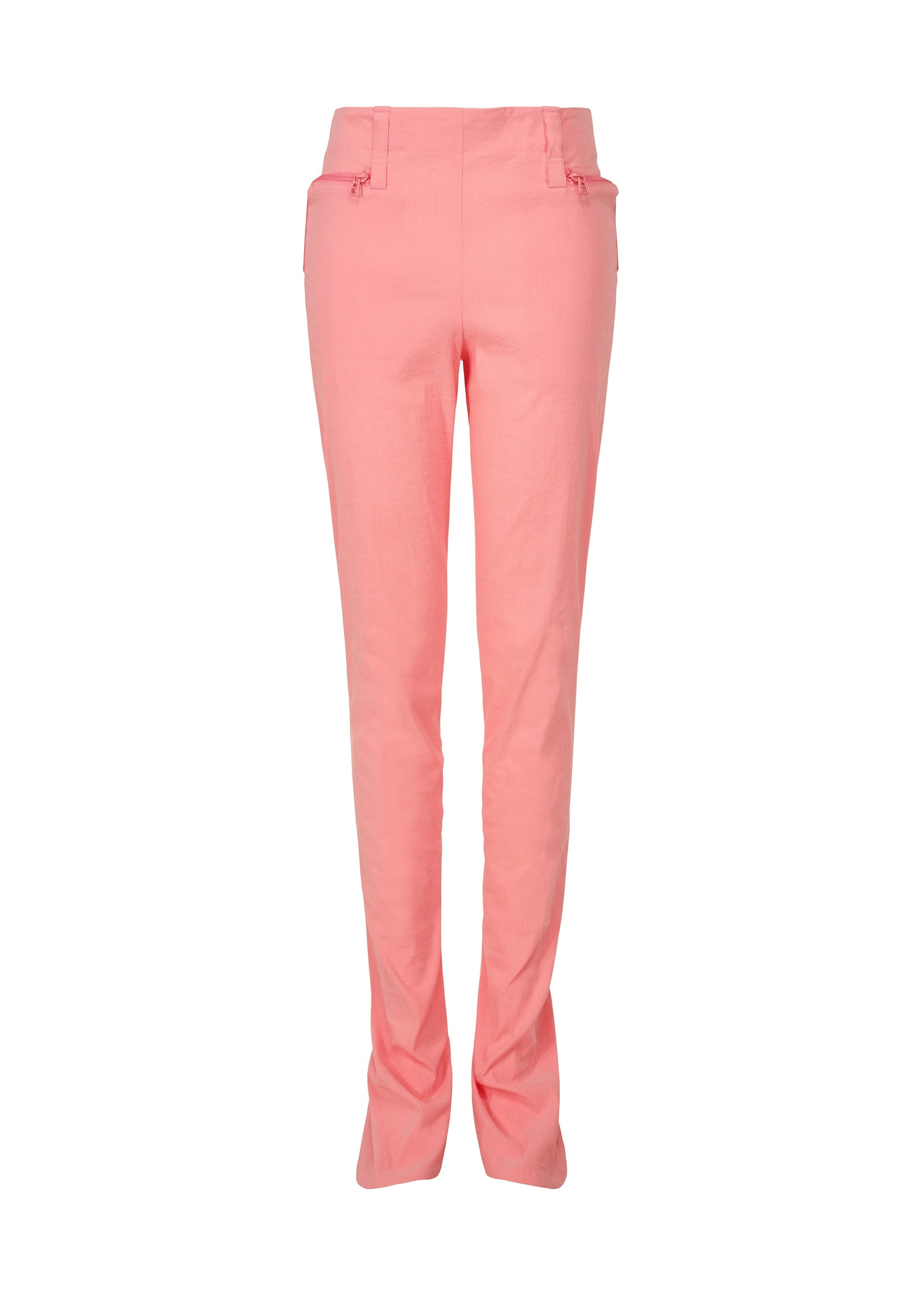 A product shot of the ISSEY MIYAKE PAPER BAG trousers in coral (23).