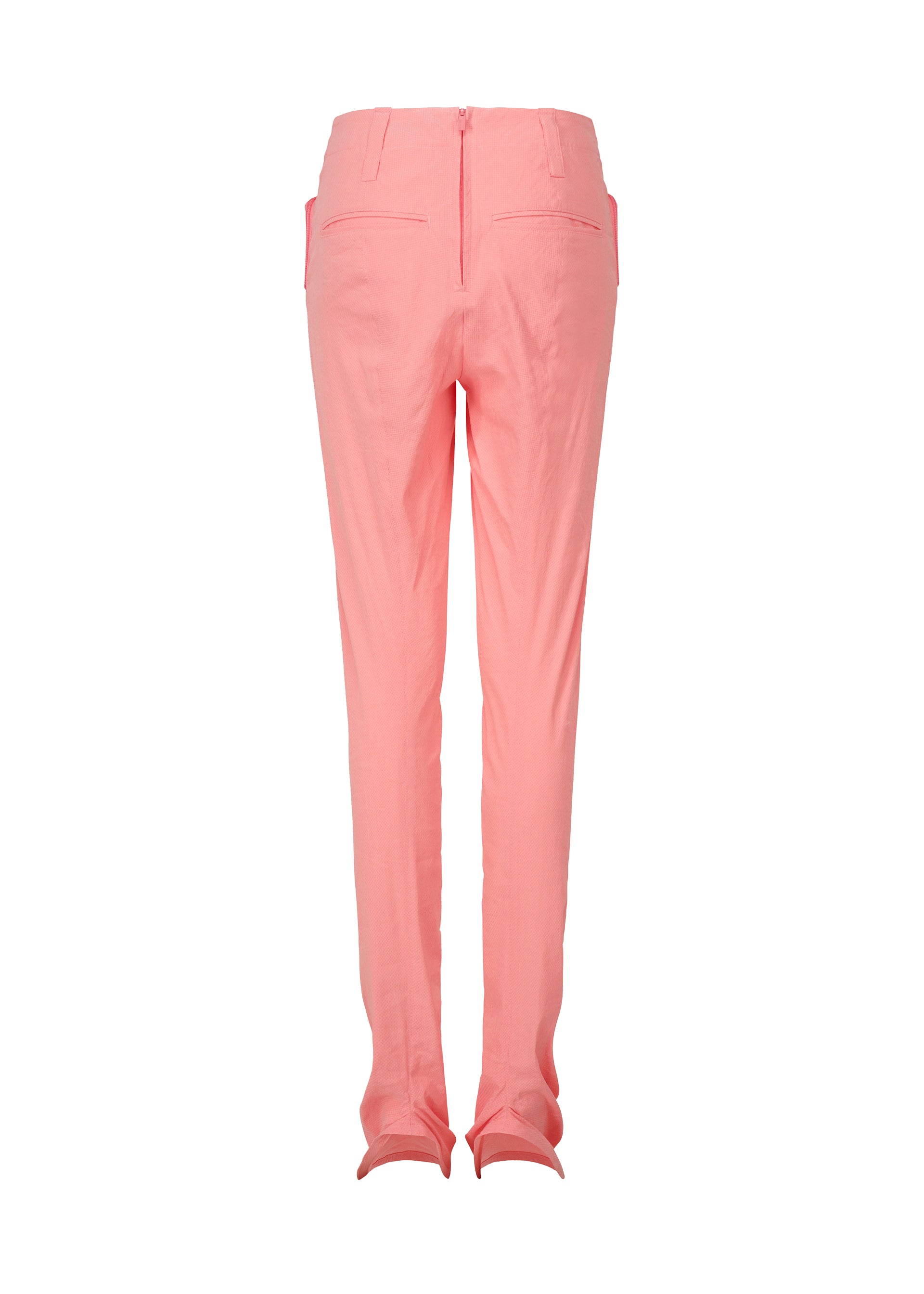 A detail shot of the ISSEY MIYAKE PAPER BAG trousers.