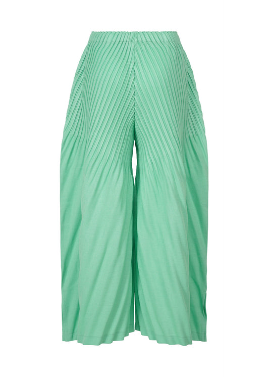 A detail shot of the ISSEY MIYAKE LINEN LIKE PLEATS trousers.