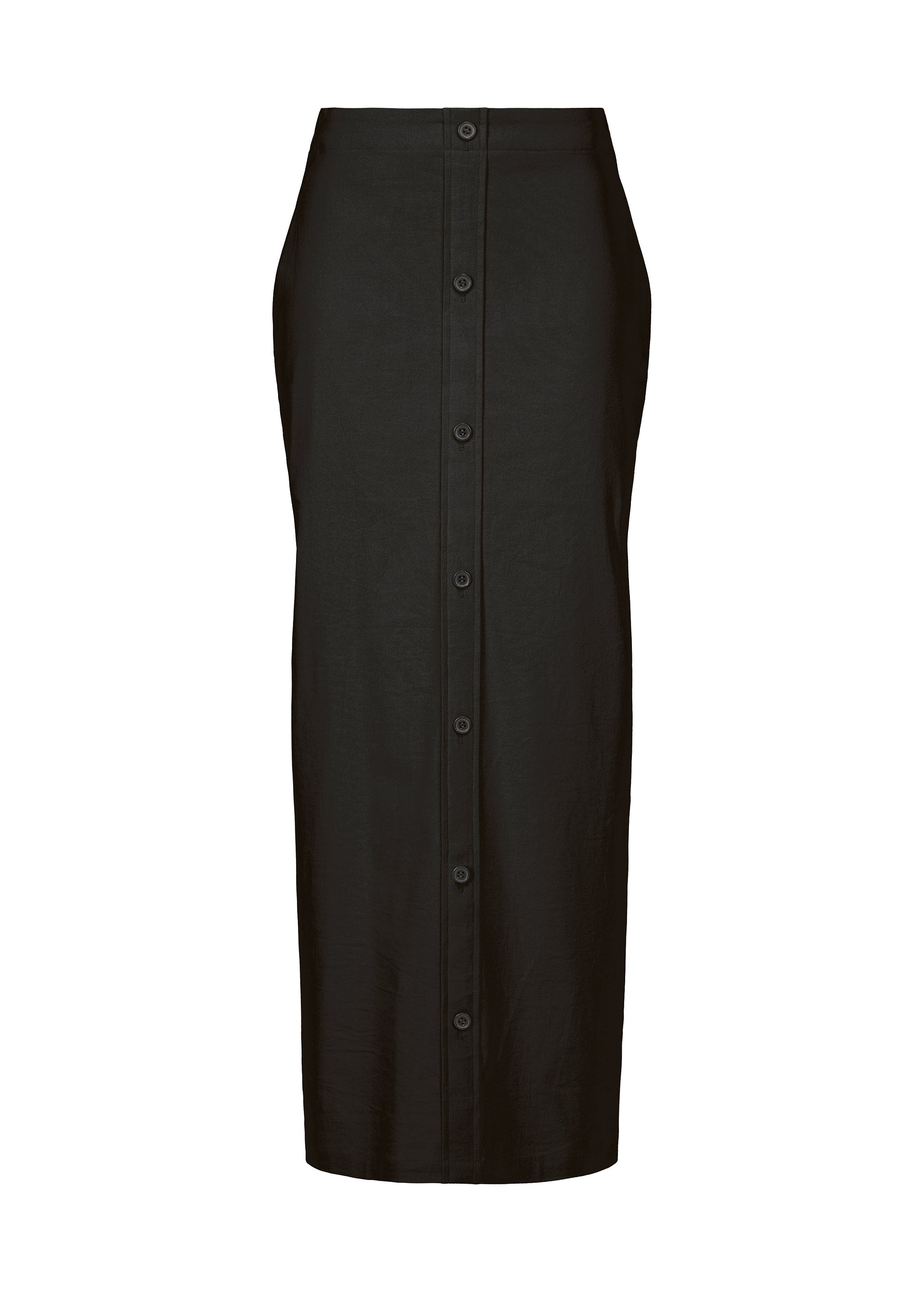 A product shot of the ISSEY MIYAKE LIKE TORSO LIKE SHIRT skirt in black.
