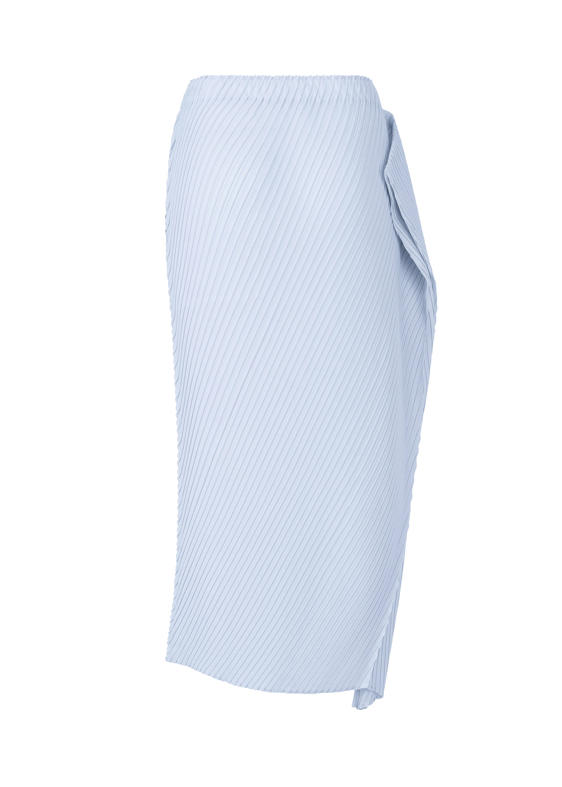 A detail shot of the ISSEY MIYAKE SOFT FOLD PLEATS skirt.
