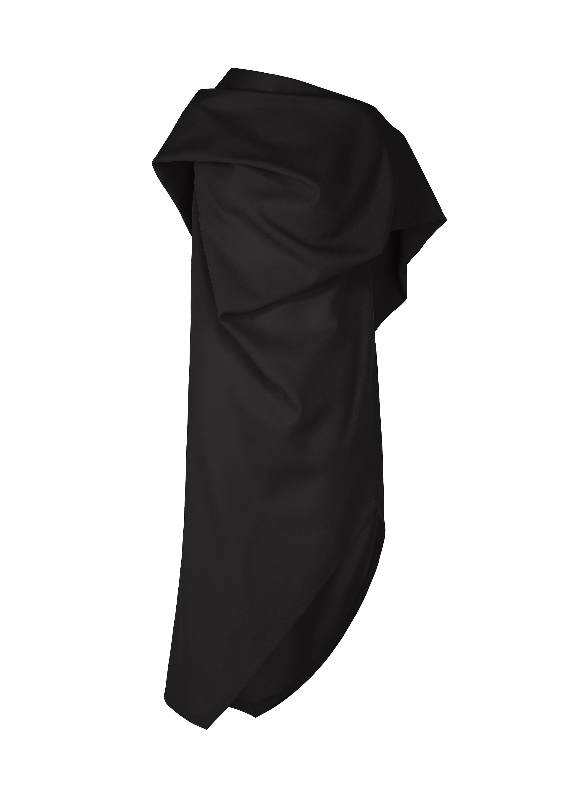 A product shot of the ISSEY MIYAKE UNI FORM (WOOL) dress in black (15).