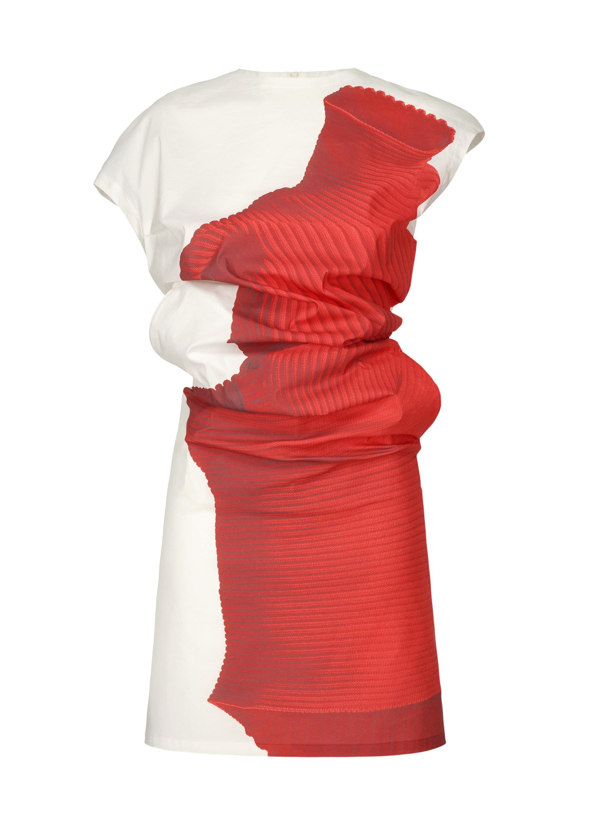 A product shot of the ISSEY MIYAKE KNIT (AS REPRESENTED) dress in red.