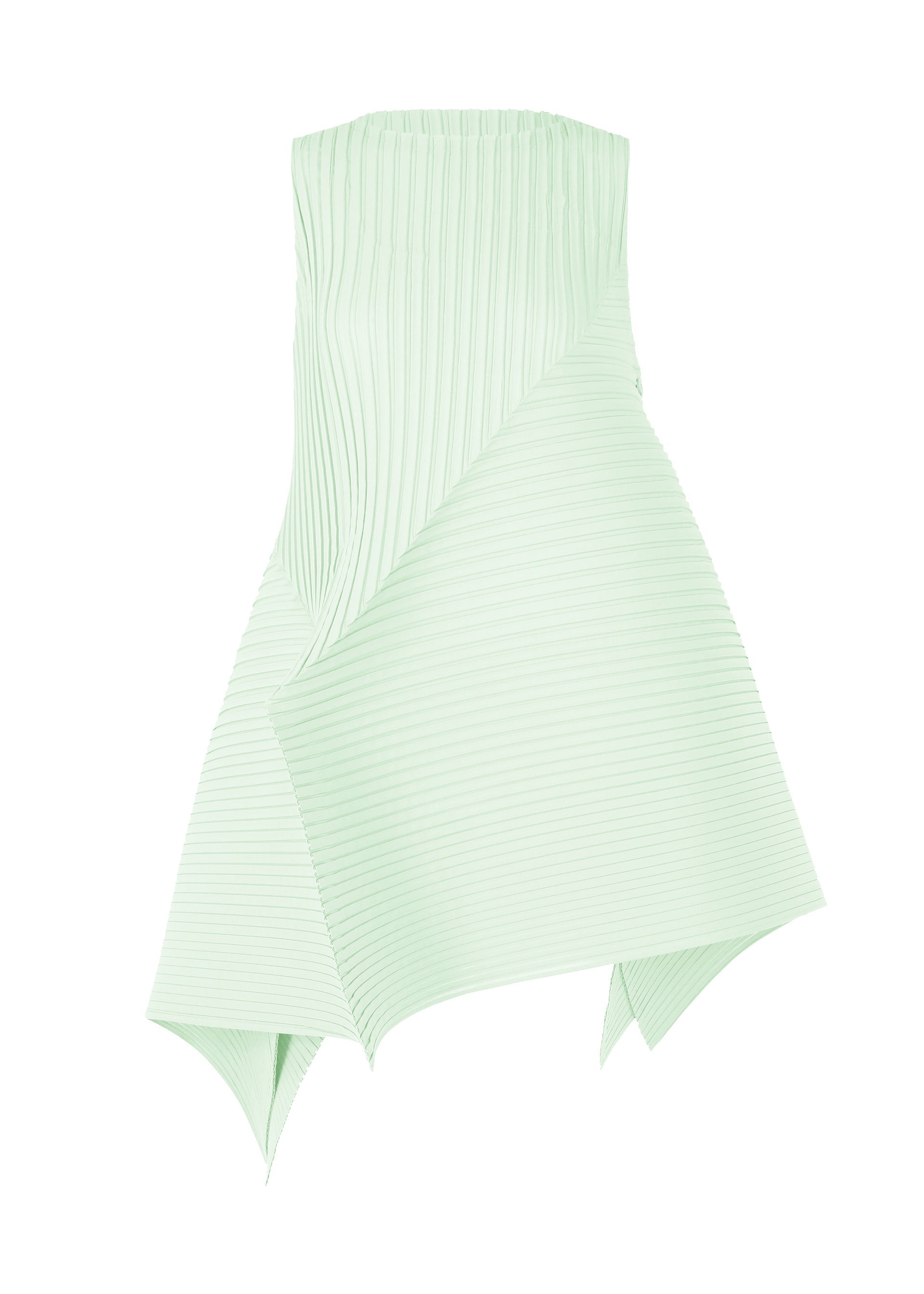 A product shot of the ISSEY MIYAKE FOLD PLEATS dress in mint (60).