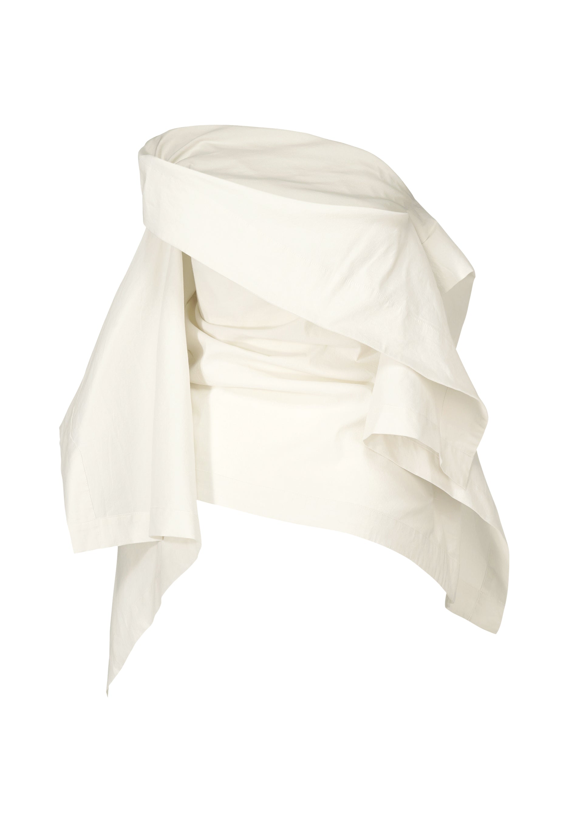 A detail shot of the ISSEY MIYAKE COLLAPSING SCULPTURE shirt.