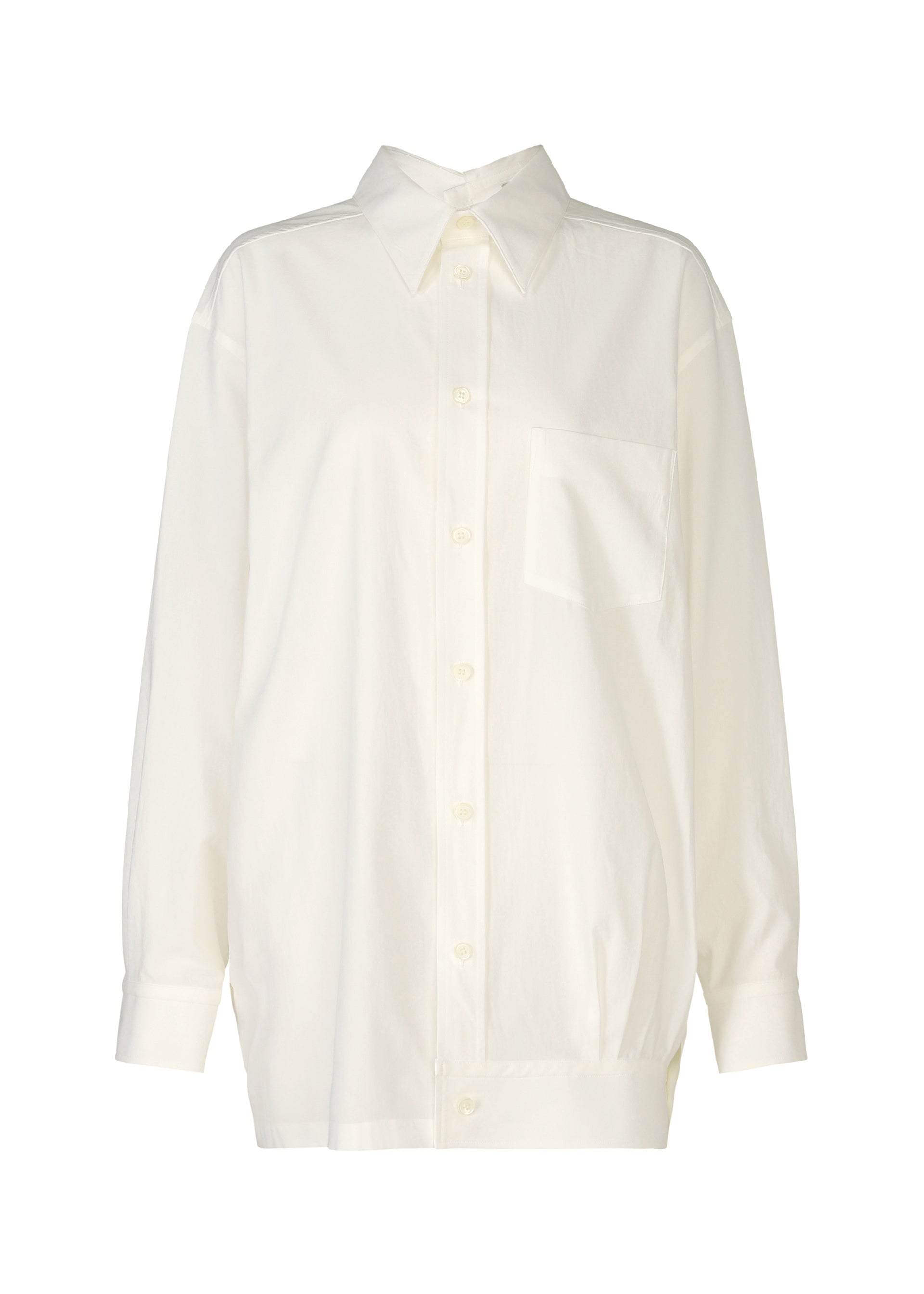 A product shot of the ISSEY MIYAKE ODD SHIRT shirt in white (01).