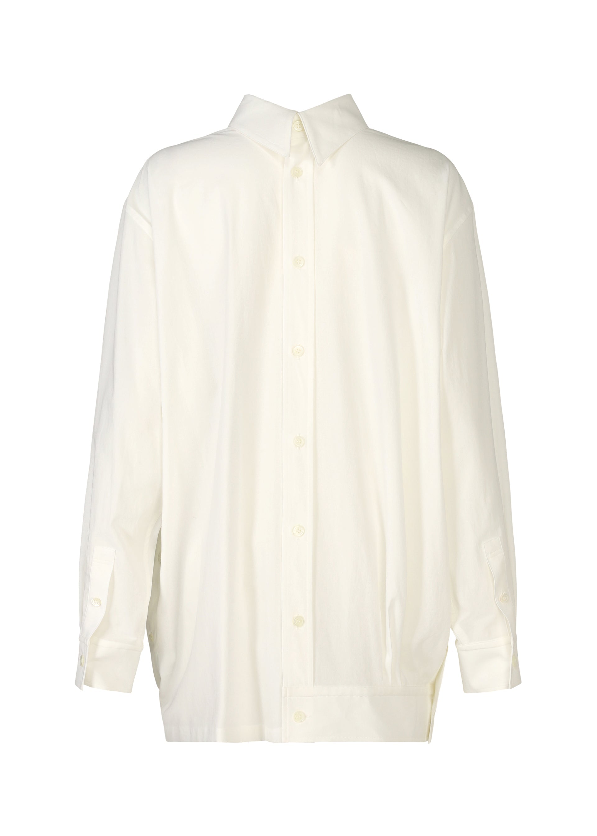 A detail shot of the ISSEY MIYAKE ODD SHIRT shirt.
