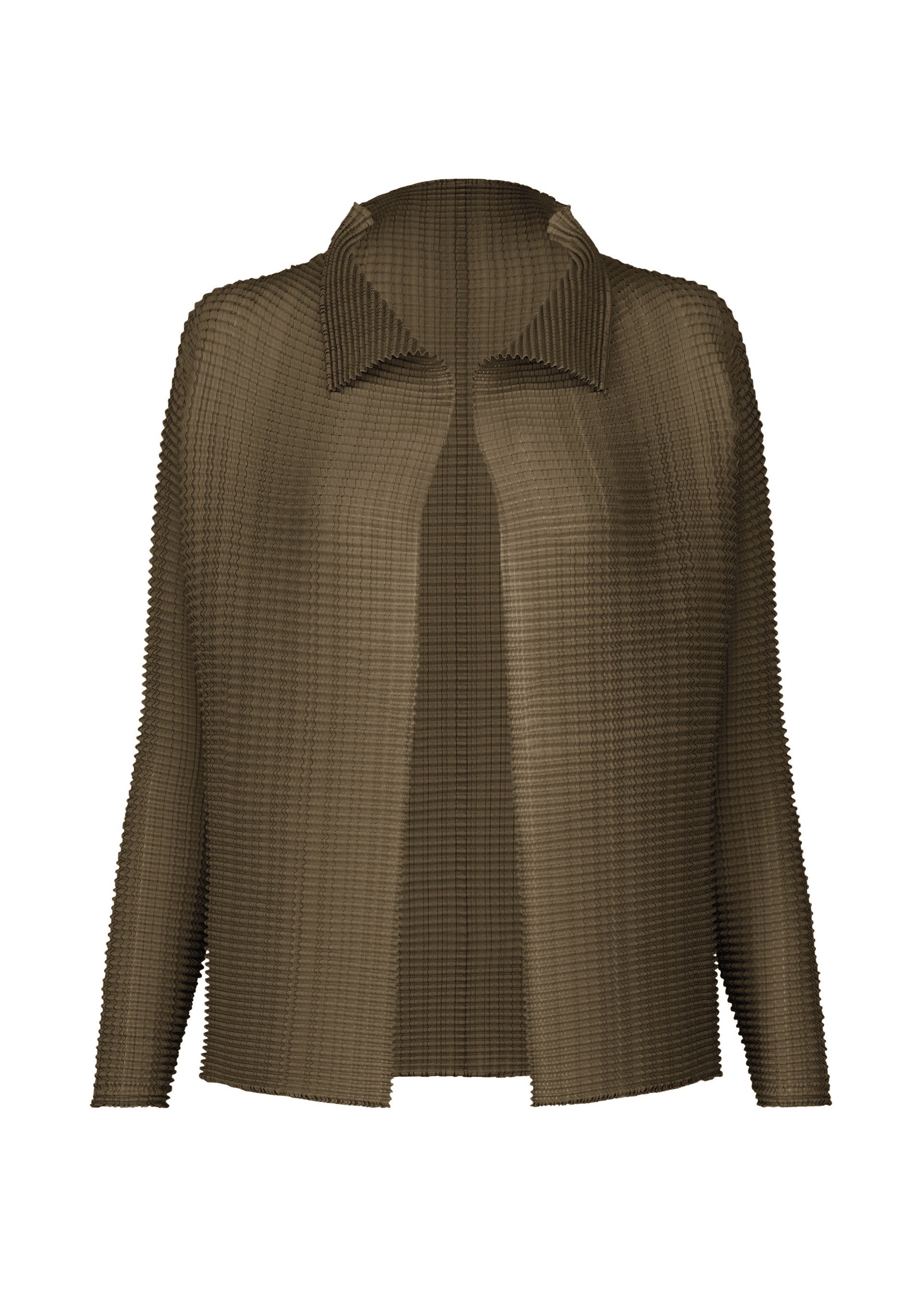 A product shot of the ISSEY MIYAKE WOOLY PLEATS 58 shirt in khaki (65).