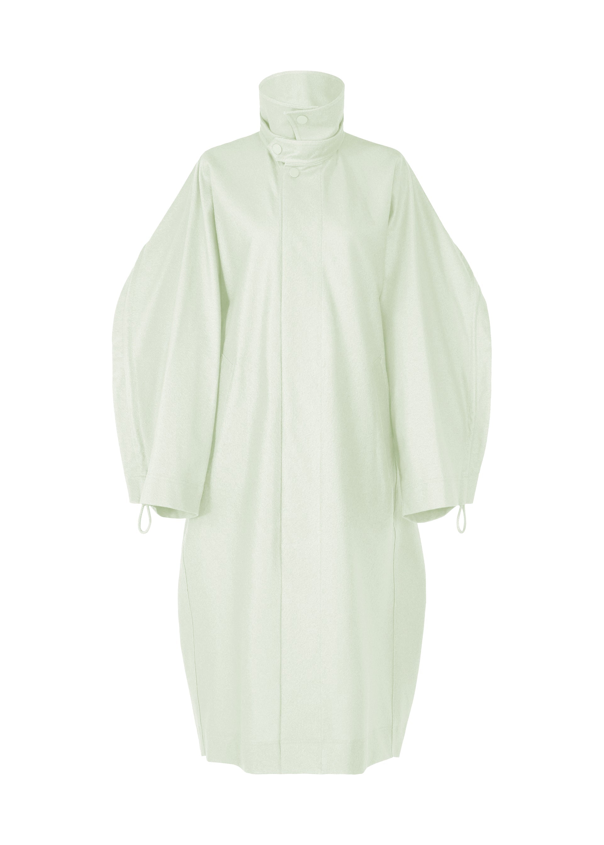 A product shot of the ISSEY MIYAKE HANG OR CARRY coat in mint (60).