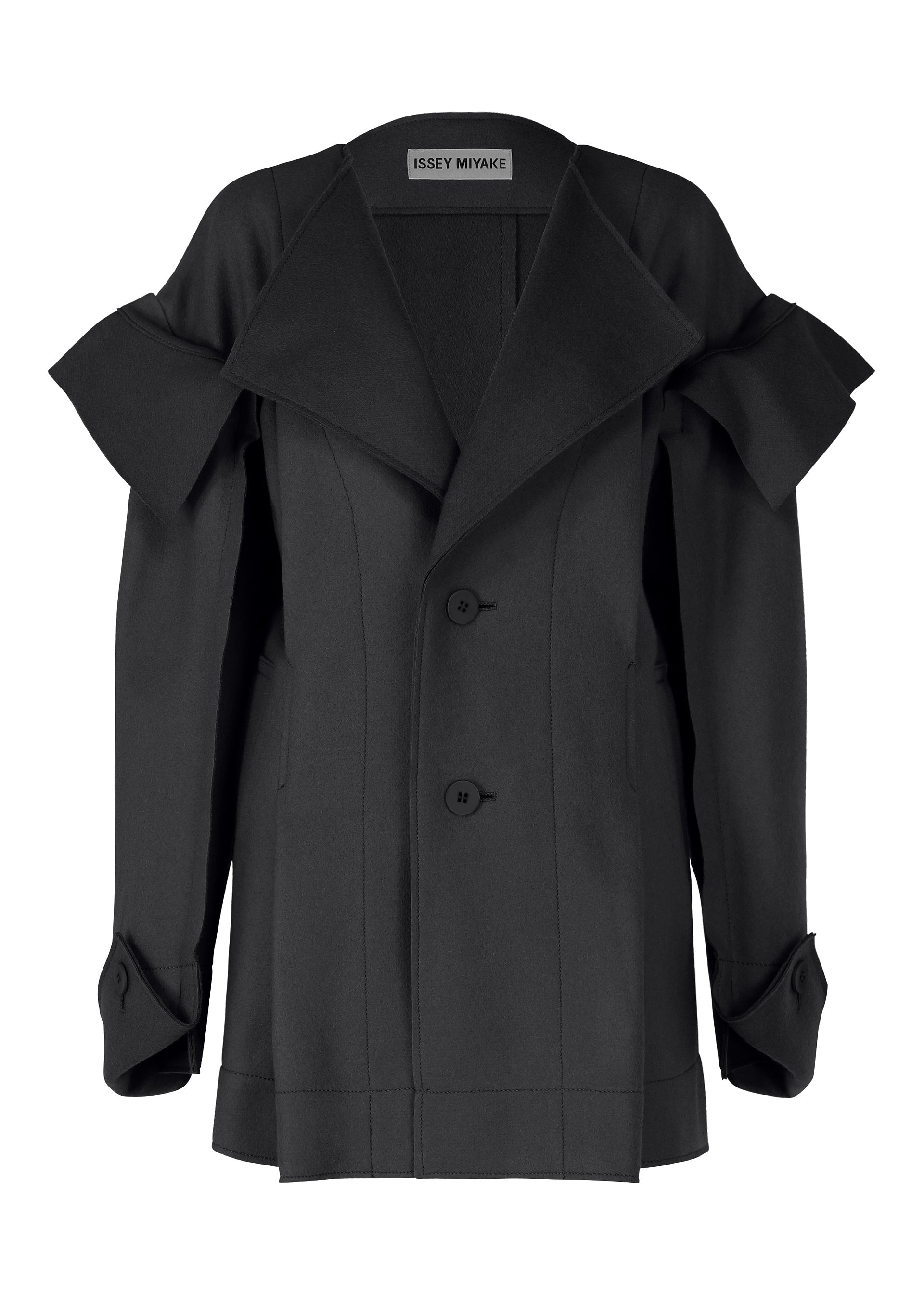 A product shot of the ISSEY MIYAKE LEFT UNDONE jacket in black (15).