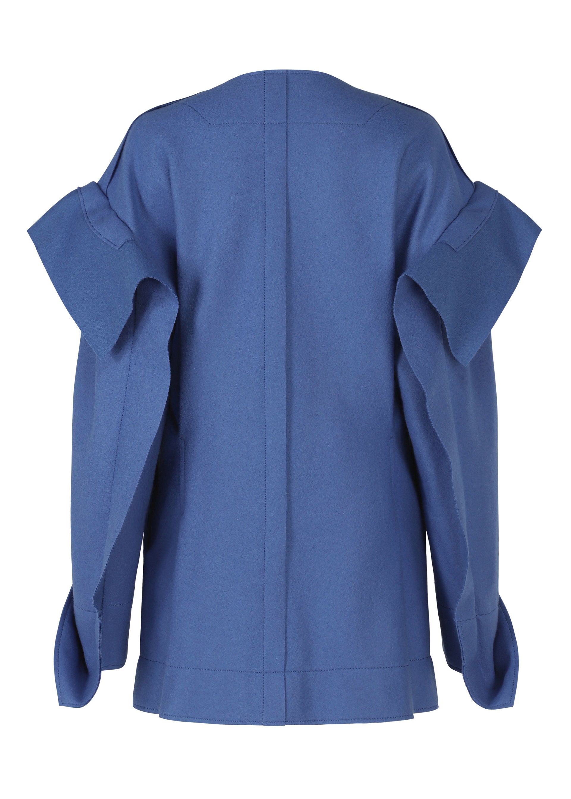 A detail shot of the ISSEY MIYAKE LEFT UNDONE jacket.