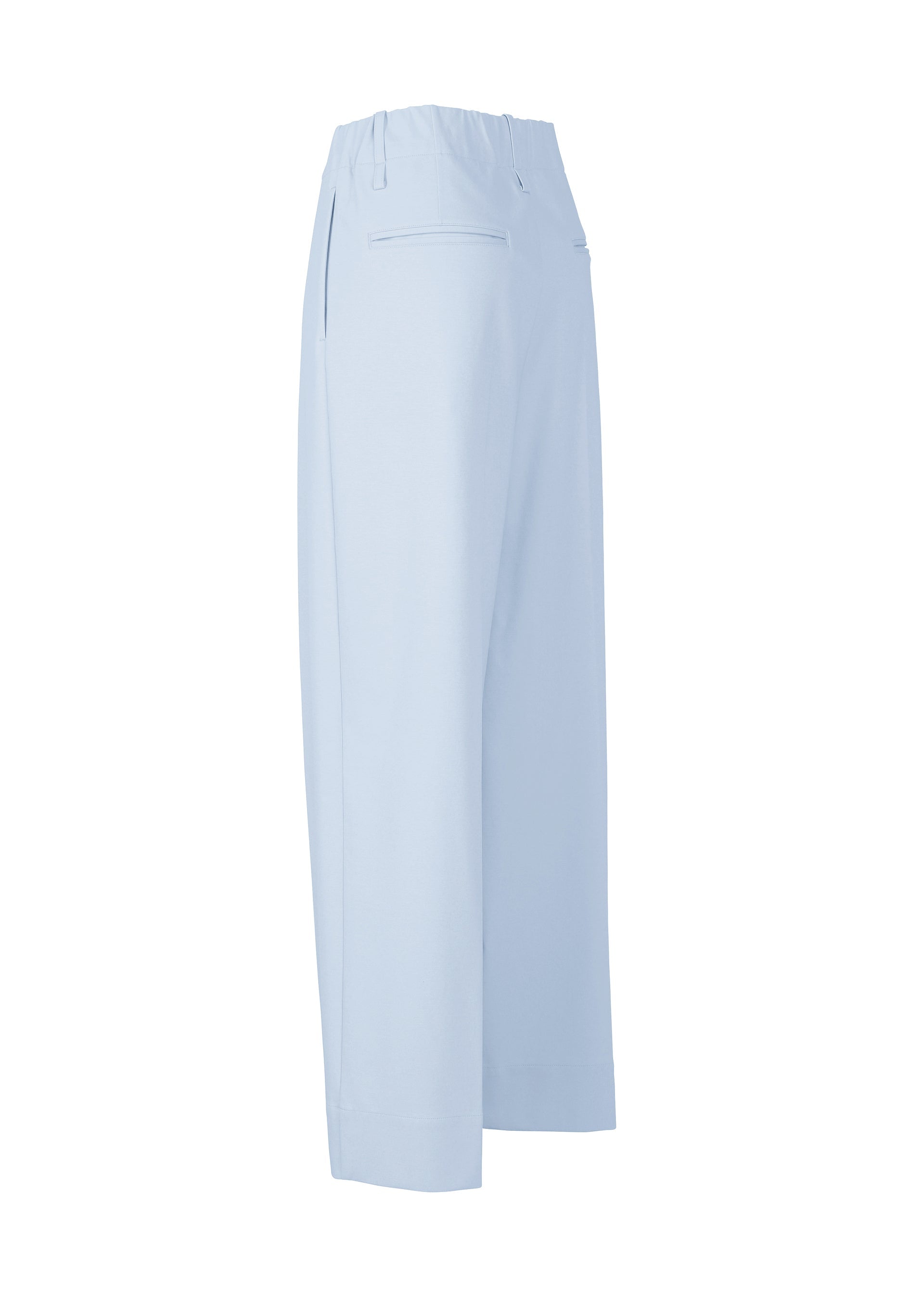 A detail shot of the ISSEY MIYAKE SIMPLE ENSEMBLE trousers.