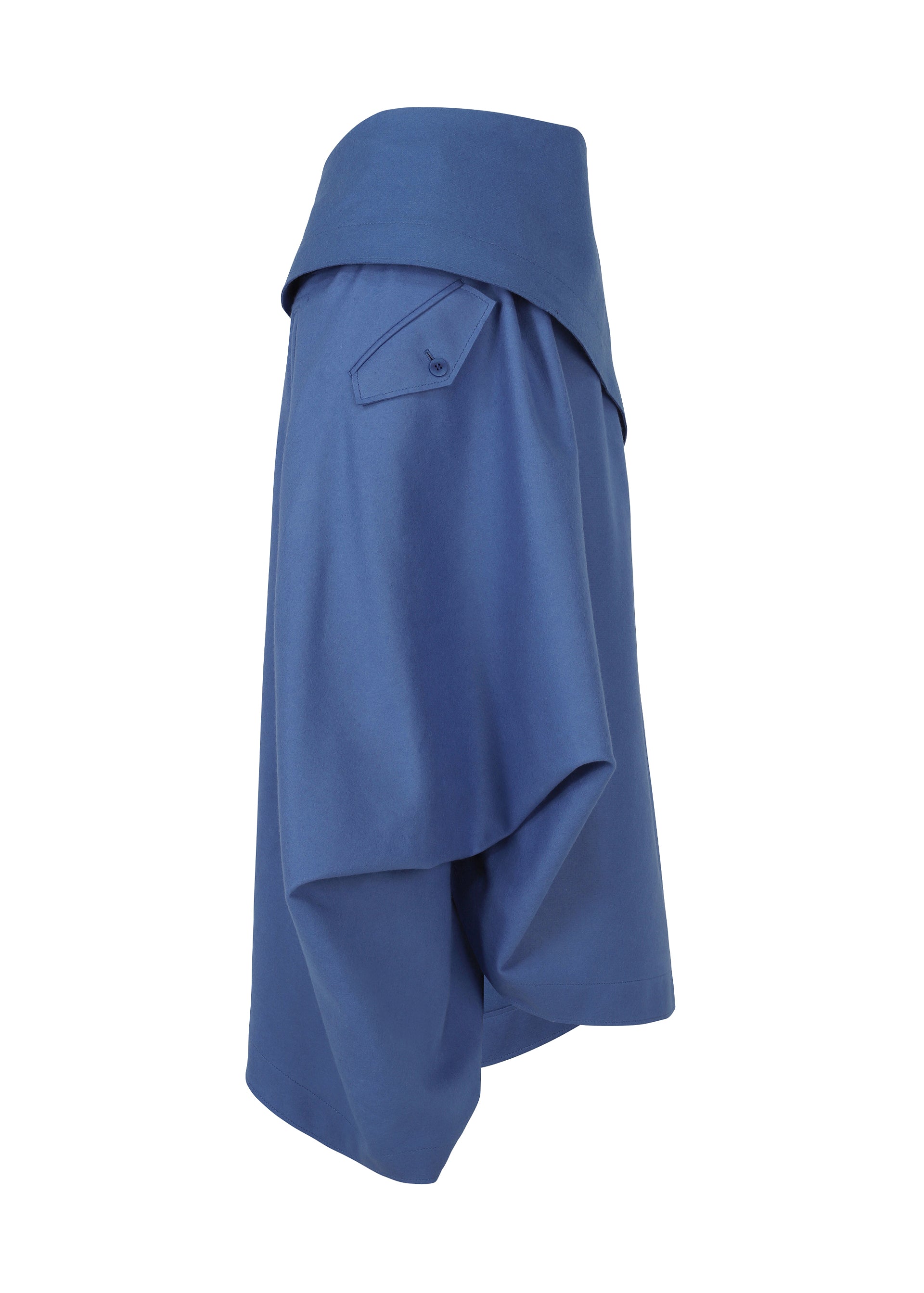 A detail shot of the ISSEY MIYAKE LEFT UNDONE trousers.