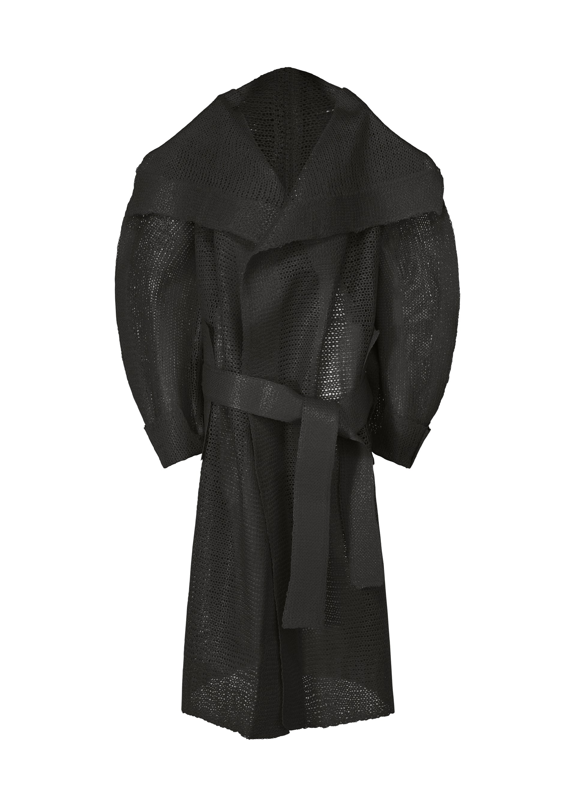 A product shot of the ISSEY MIYAKE PANINI coat in black (15).