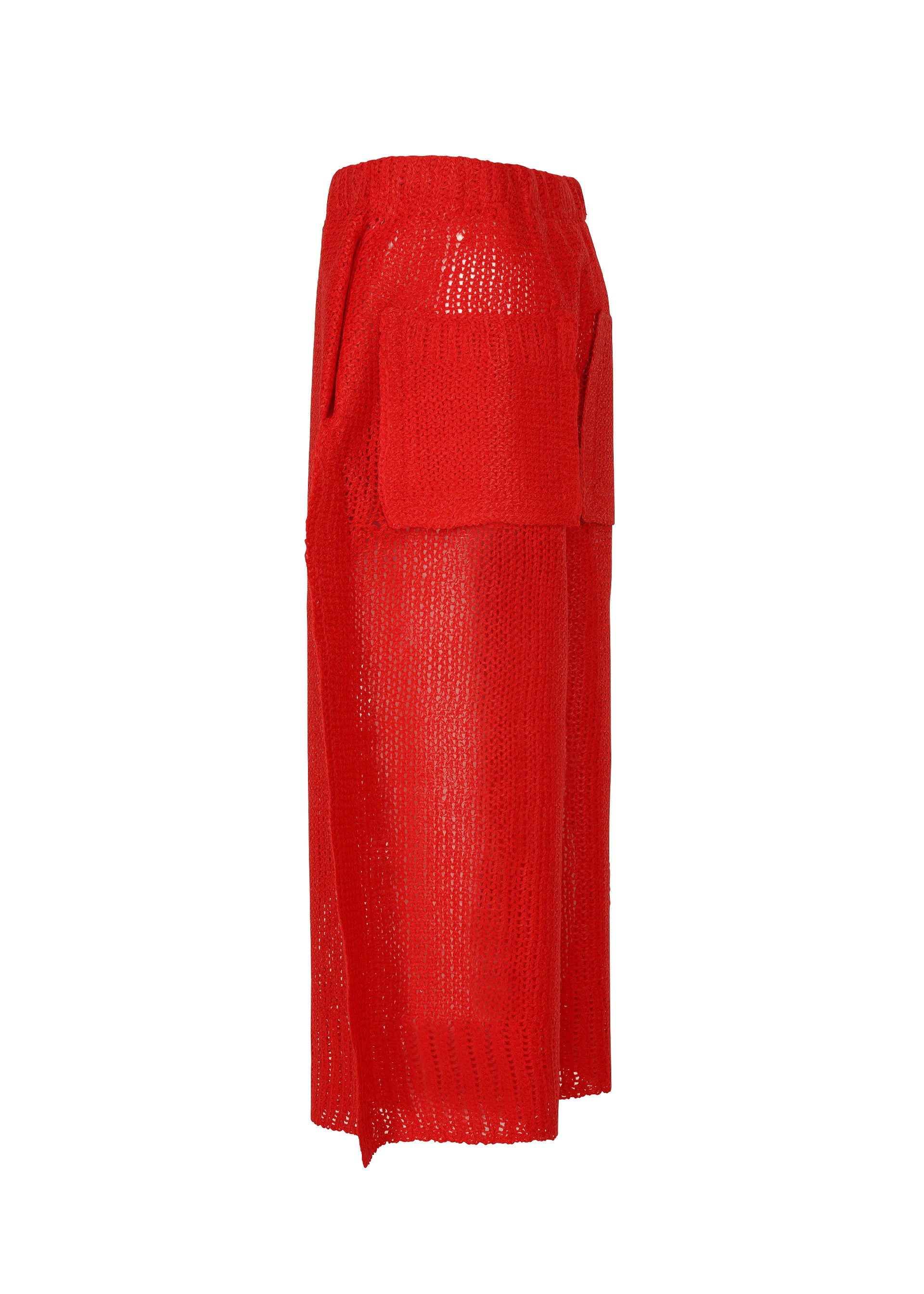 A detail shot of the ISSEY MIYAKE PANINI trousers.