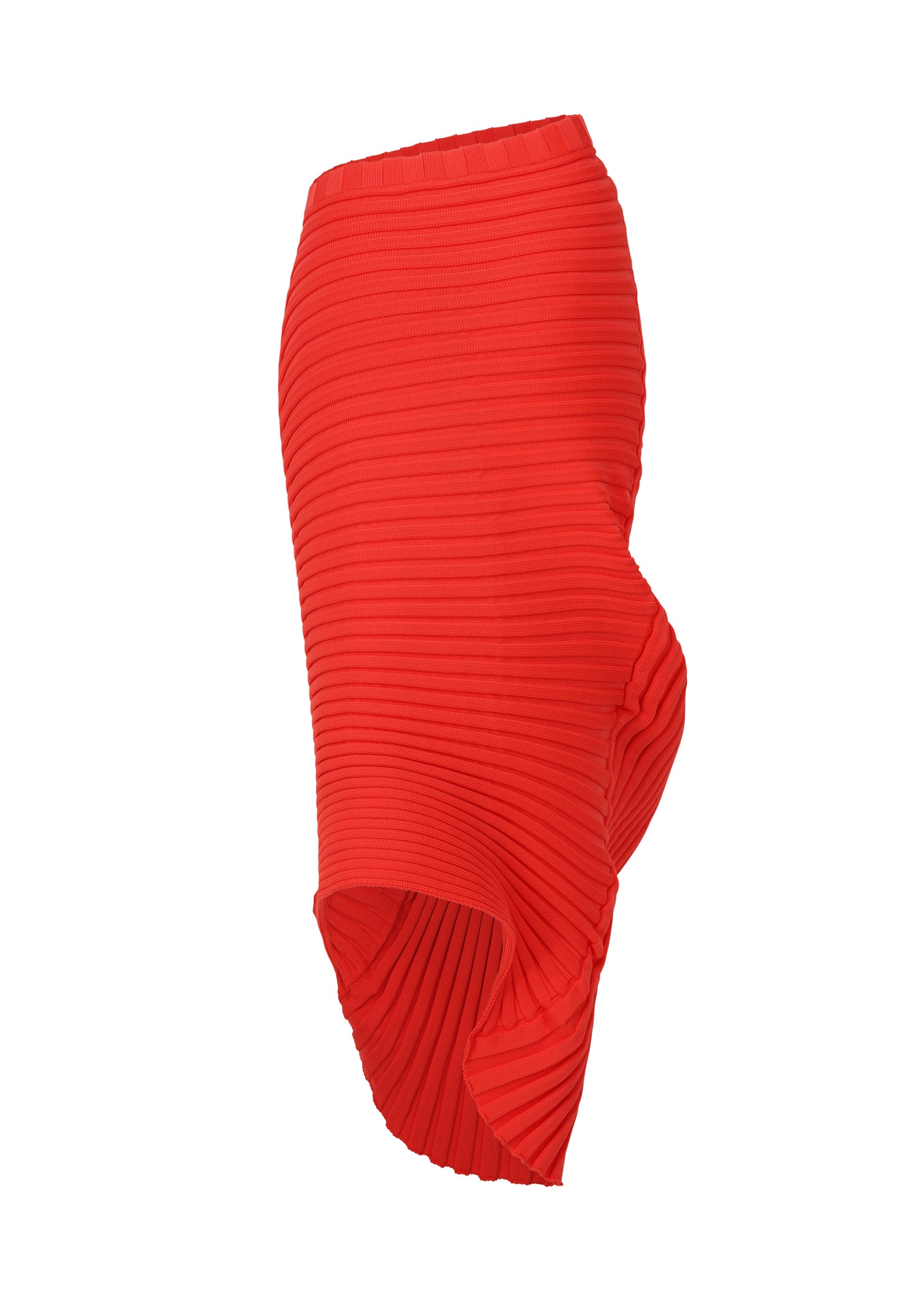 A detail shot of the ISSEY MIYAKE KNIT (AS IT IS) skirt.