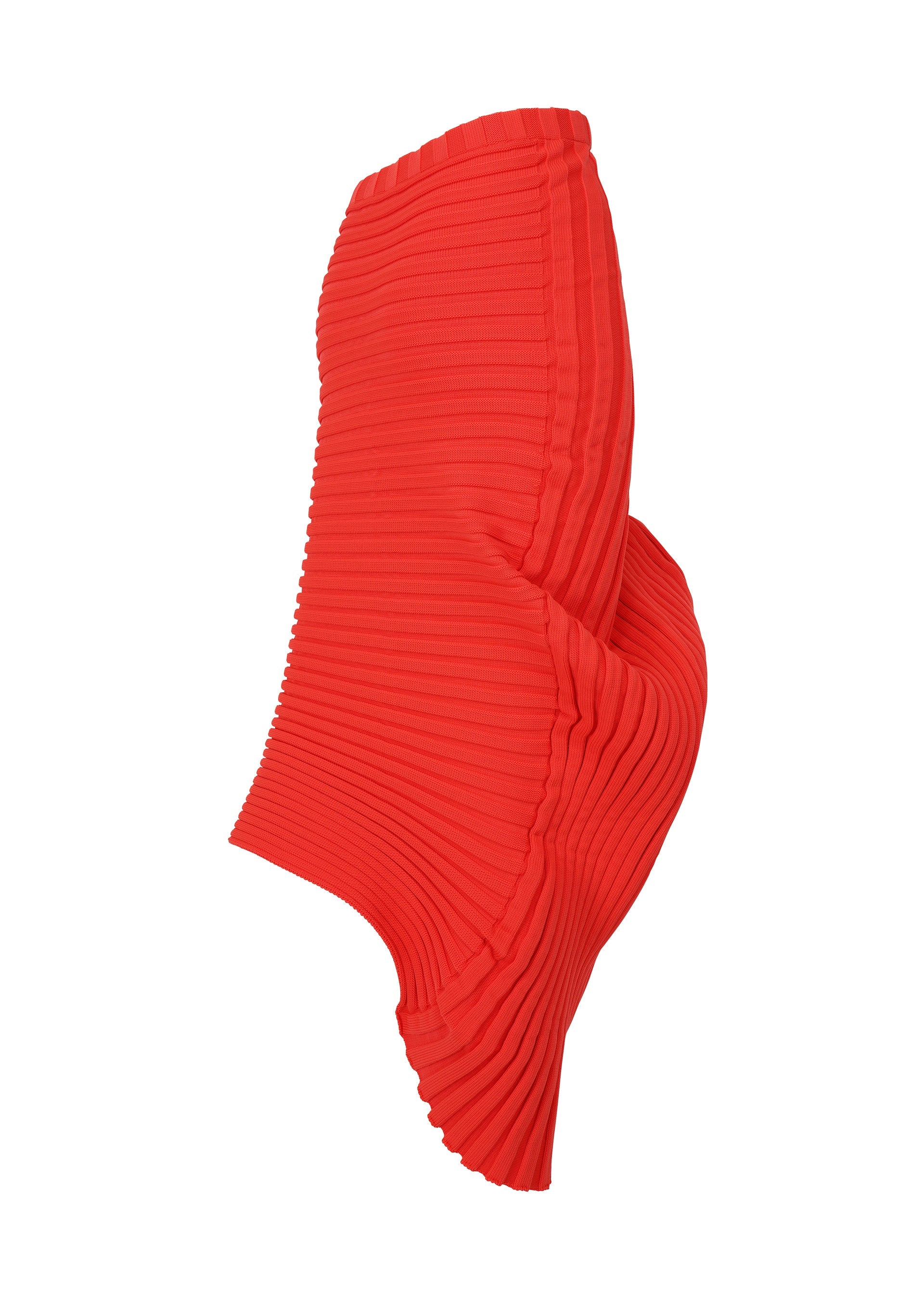 A detail shot of the ISSEY MIYAKE KNIT (AS IT IS) skirt.