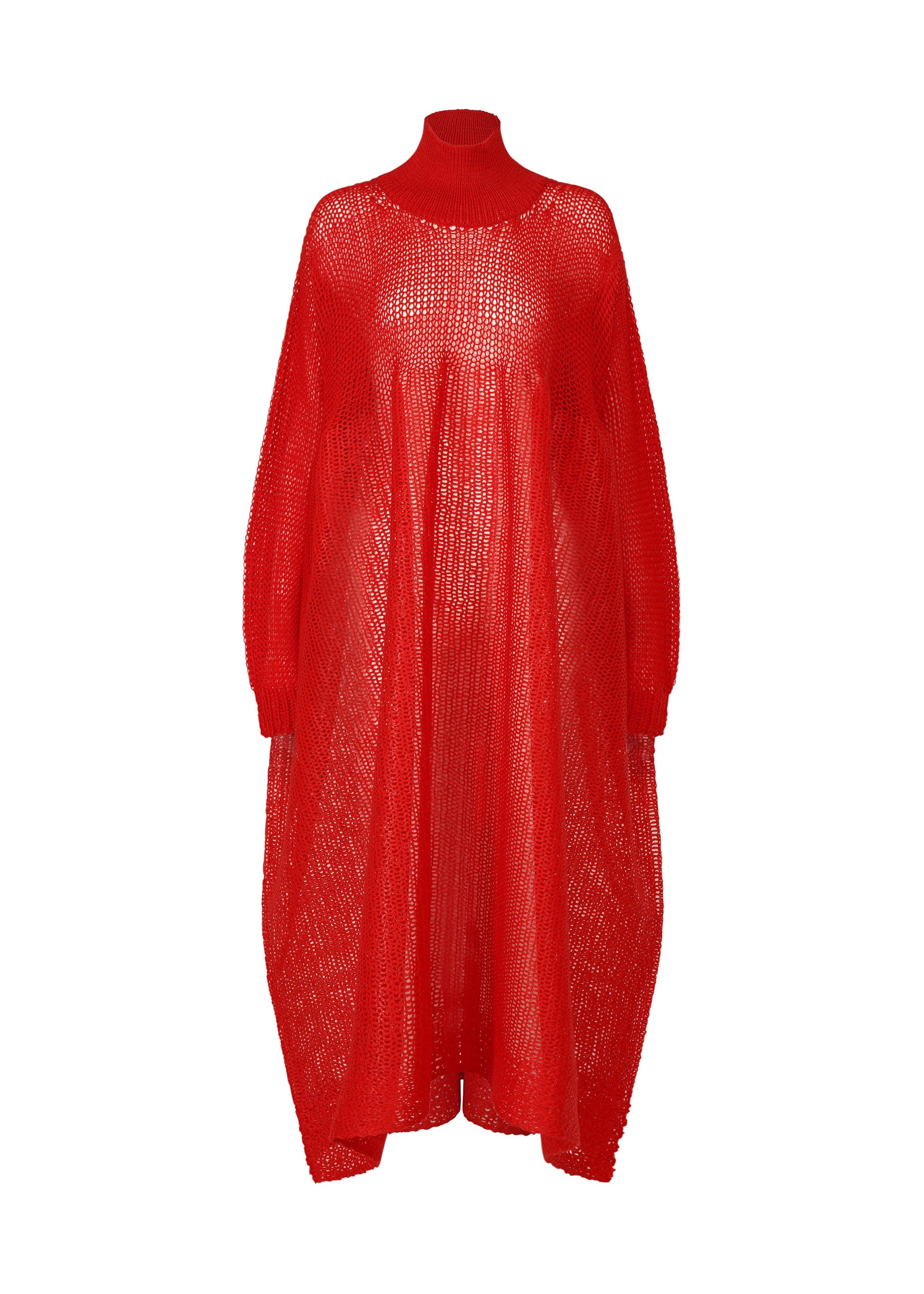 A product shot of the ISSEY MIYAKE PANINI dress in red (24).