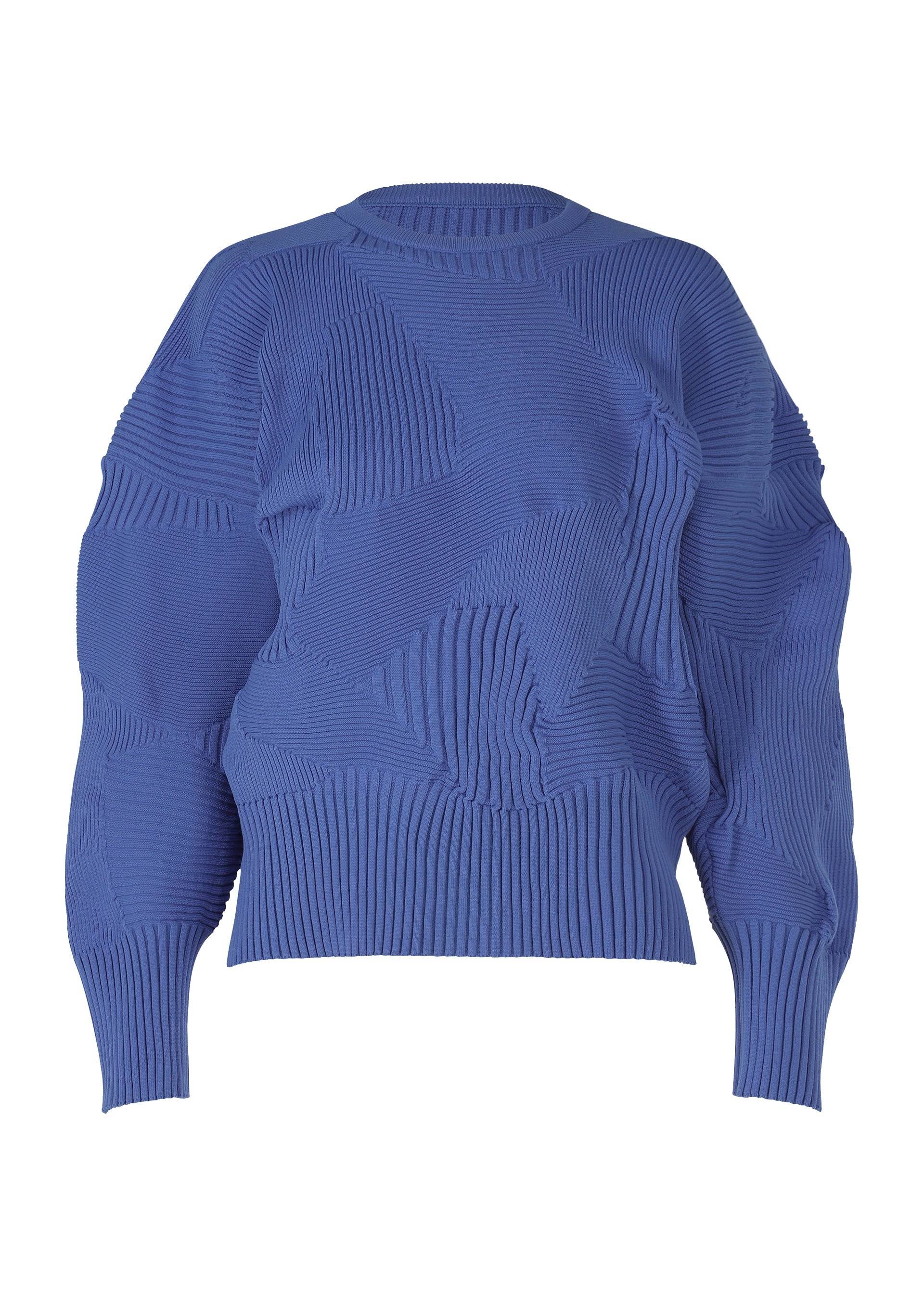 A product shot of the ISSEY MIYAKE KONE KONE top in blue (72).