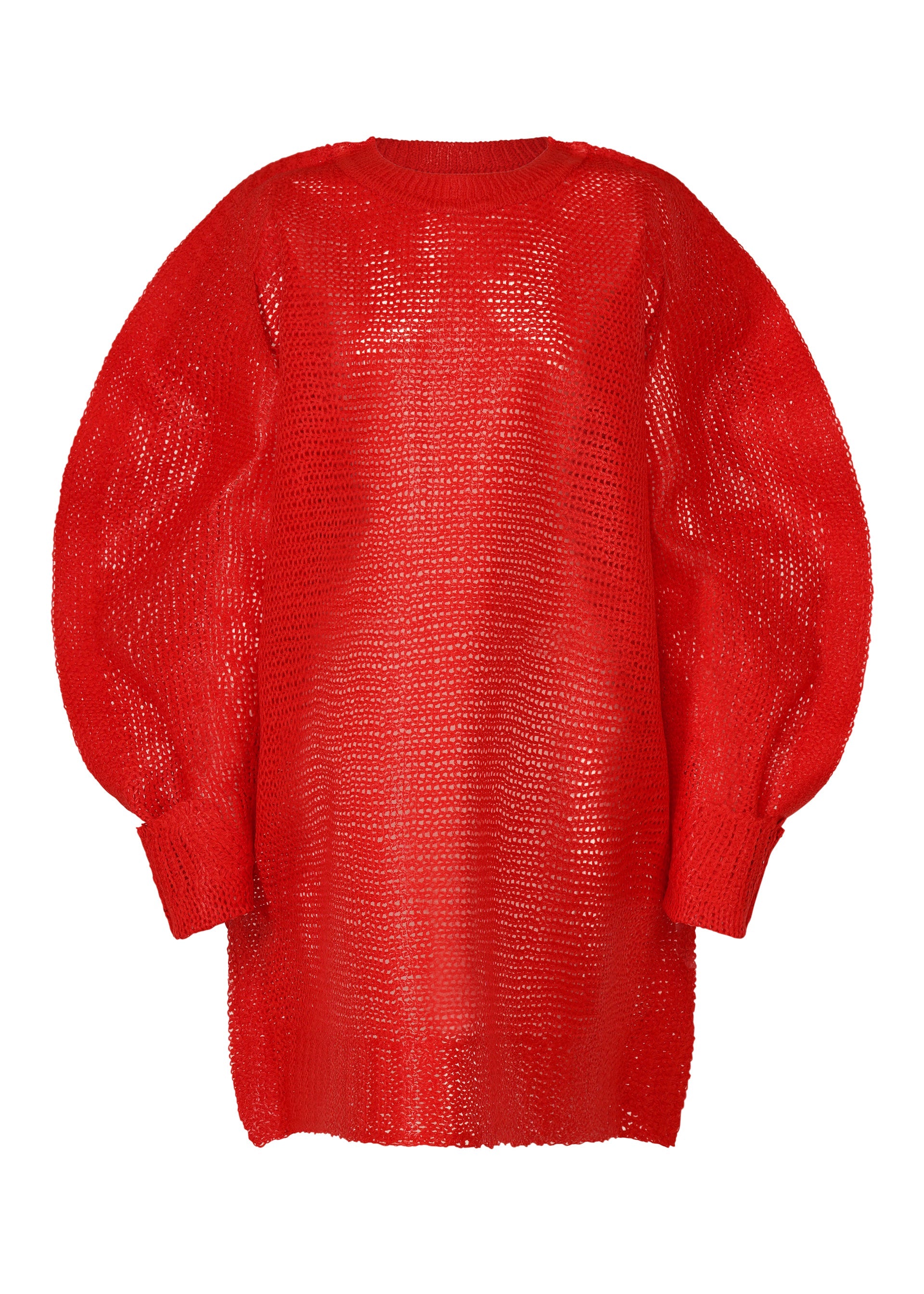 A product shot of the ISSEY MIYAKE PANINI tunic in red (24).