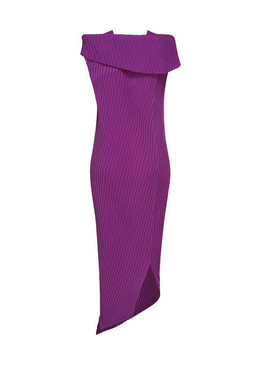 A detail shot of the ISSEY MIYAKE TUBULAR PLEATS dress.