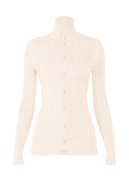 A product shot of the ISSEY MIYAKE RILL shirt in off-white.