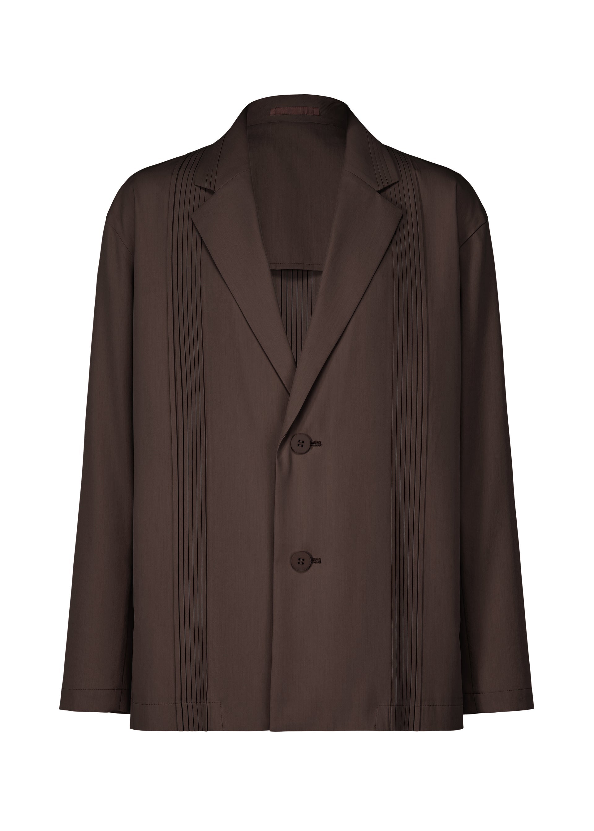 A product shot of the IM MEN AIR PLEATS jacket in dark brown (45).