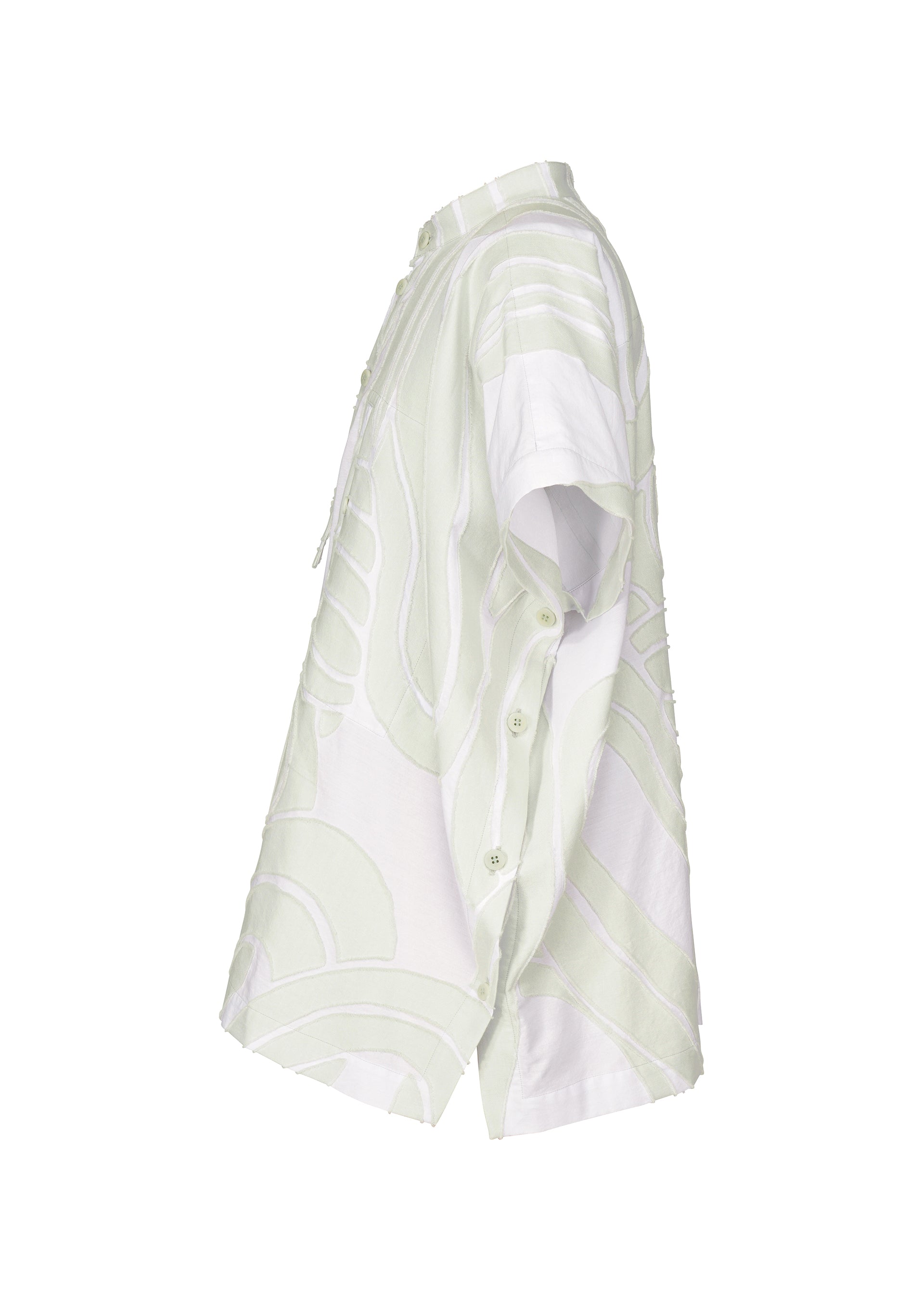 A detail shot of the ISSEY MIYAKE MEN SCENES shirt.