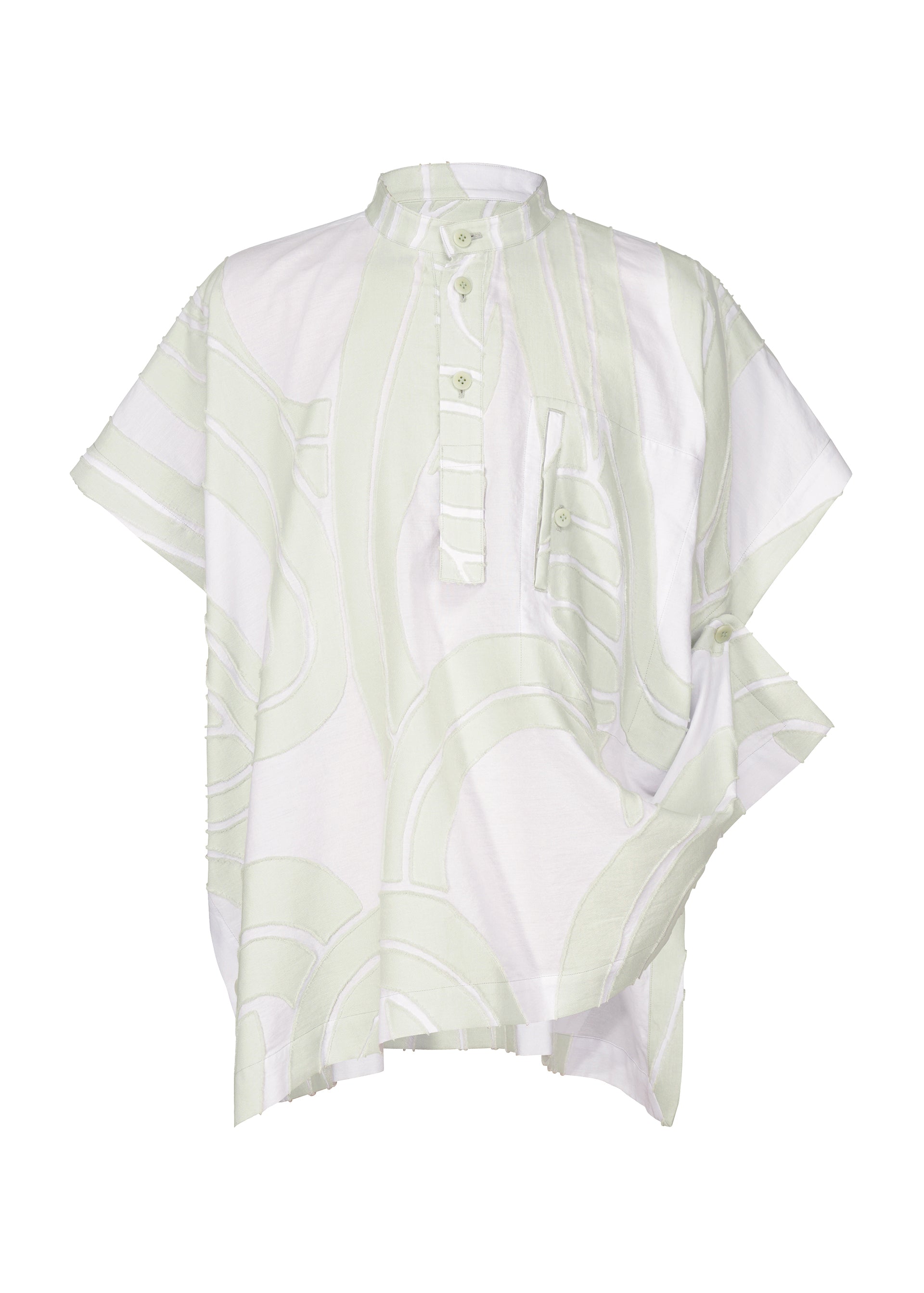 A detail shot of the ISSEY MIYAKE MEN SCENES shirt.