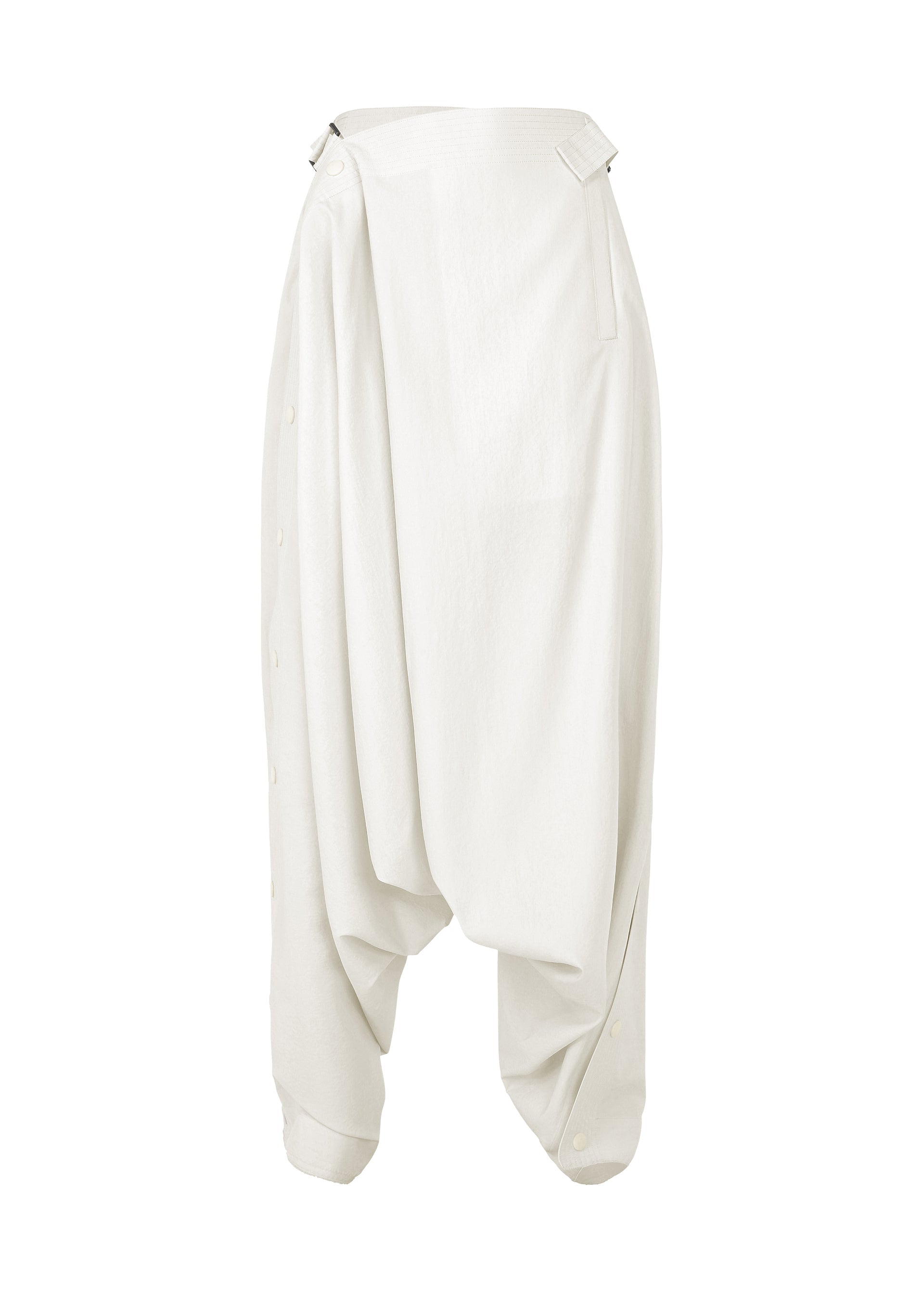A product shot of the IM MEN FLY trousers in white.