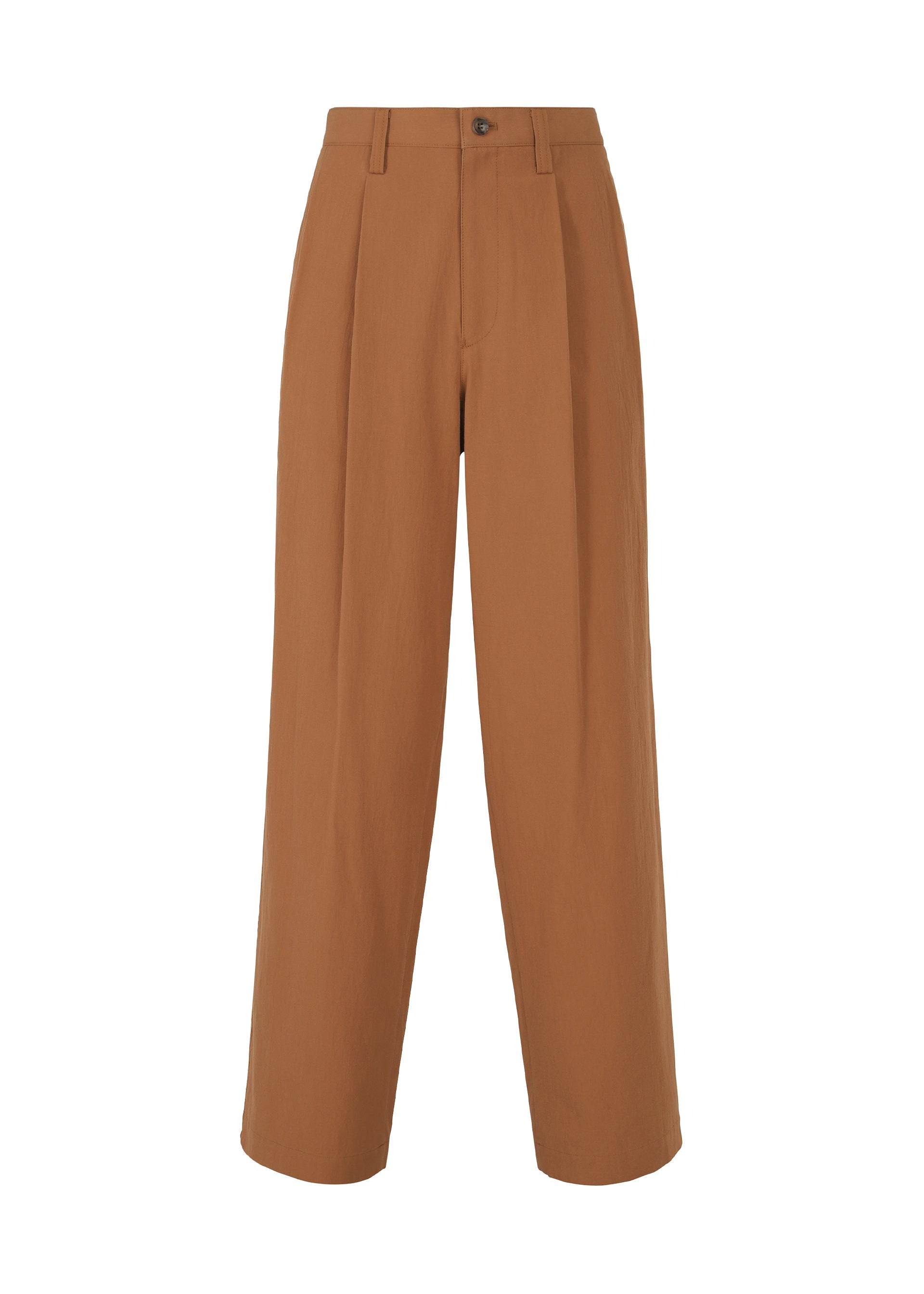 A product shot of the IM MEN NAVY BOTTOMS trousers in terracotta.