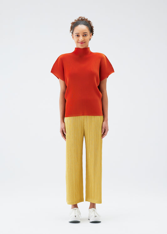 A model wears the PLEATS PLEASE ISSEY MIYAKE THICKER BOTTOMS 1 trousers