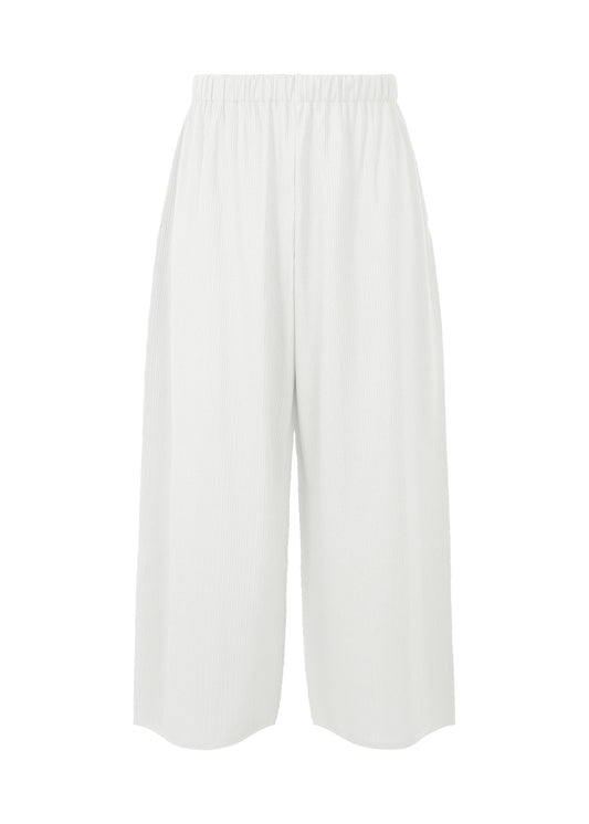 A product shot of the PLEATS PLEASE ISSEY MIYAKE A POC FORM trousers in white (01)