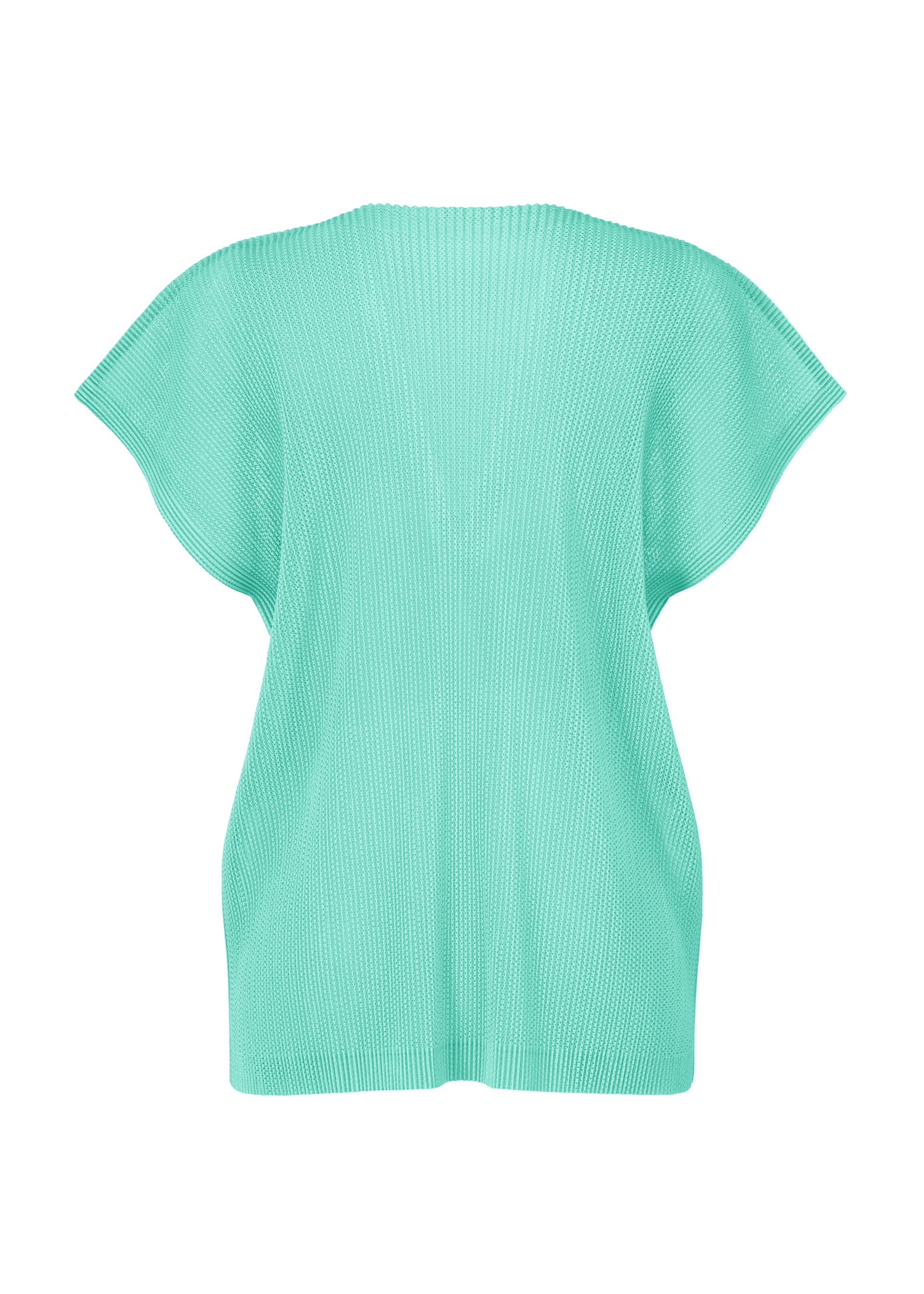 A detail shot of the PLEATS PLEASE ISSEY MIYAKE TATAMI APRIL top.