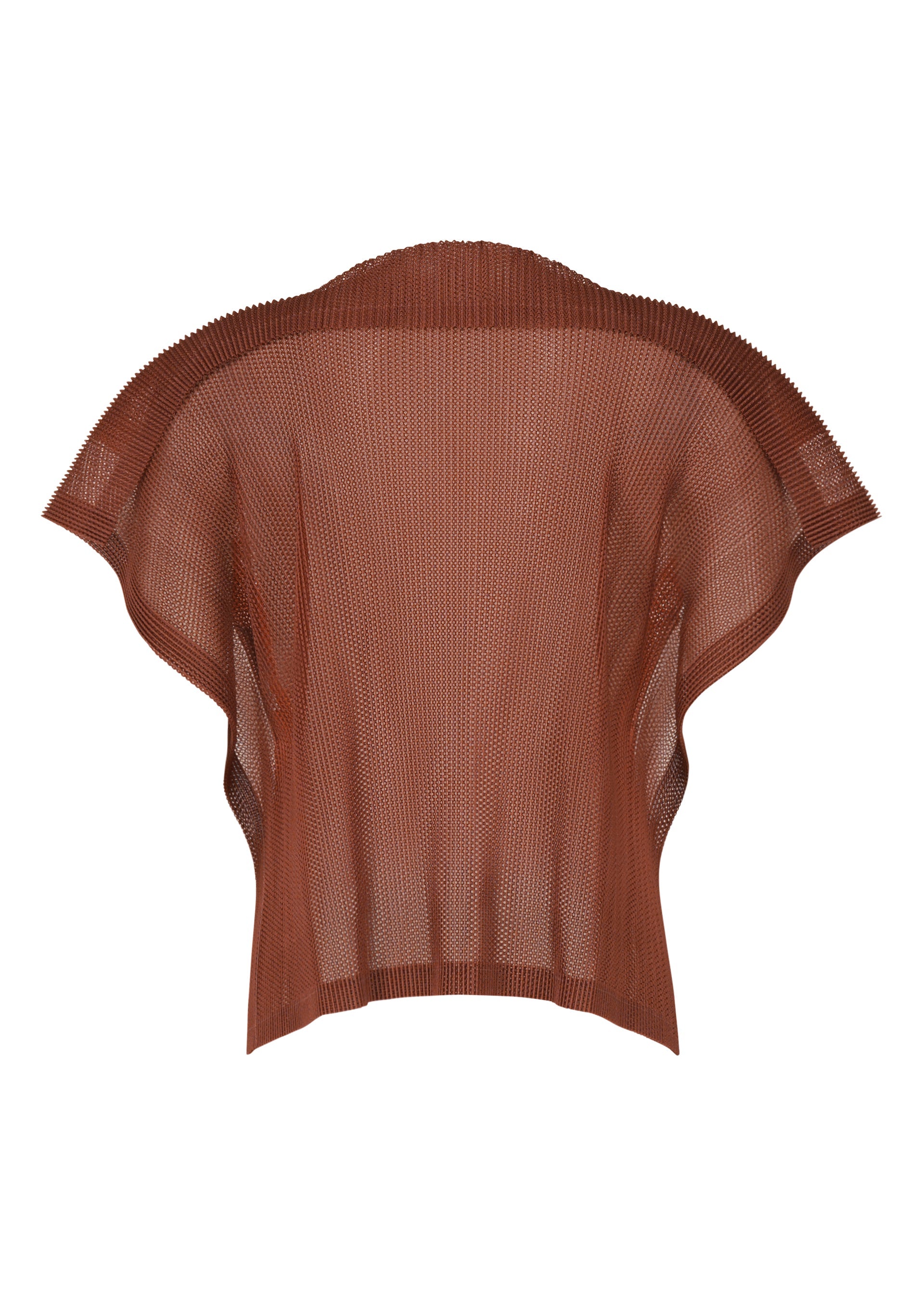 A detail shot of the PLEATS PLEASE ISSEY MIYAKE SHEER SQUARE top.