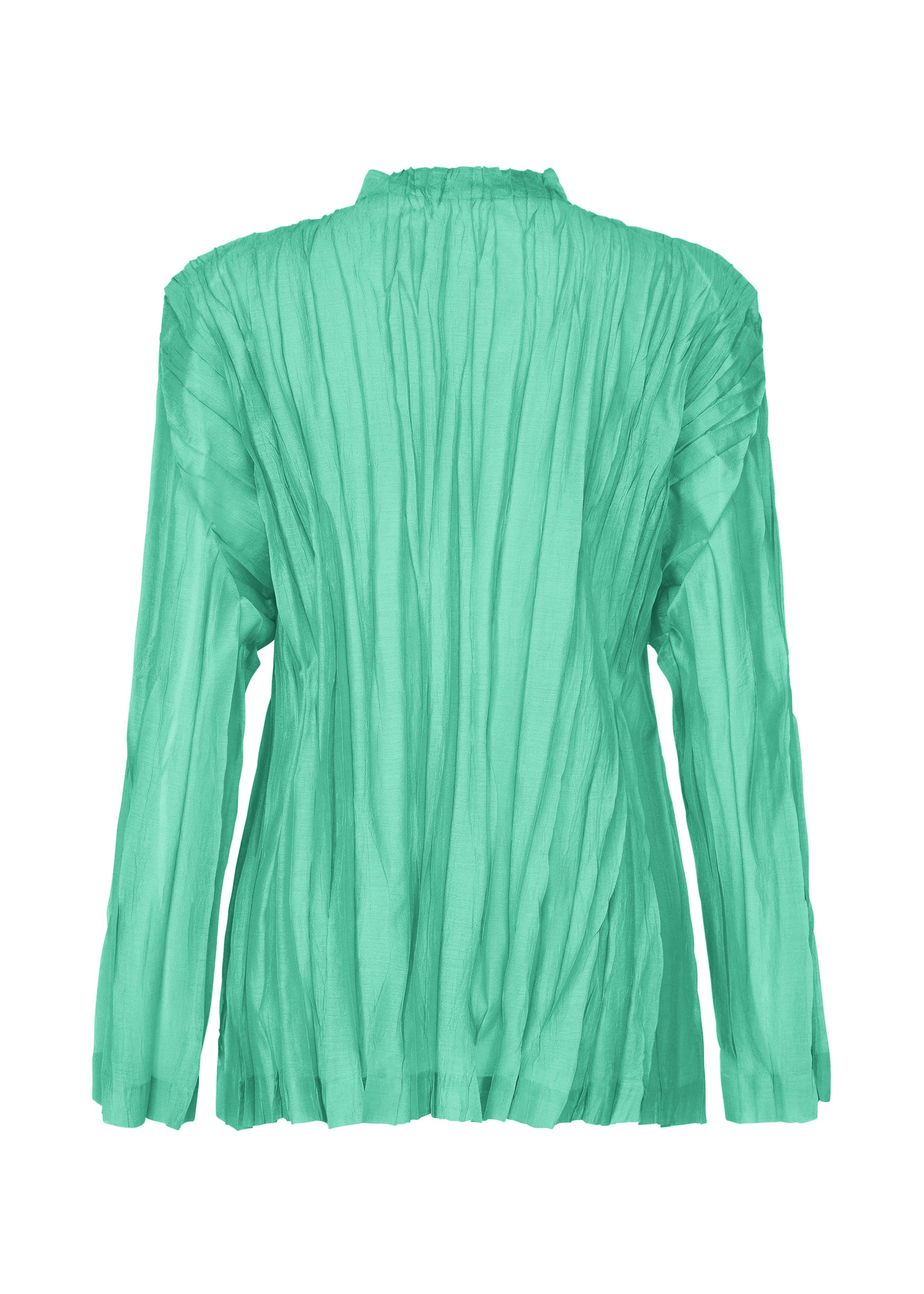 A detail shot of the PLEATS PLEASE ISSEY MIYAKE SHEER TWIST cardigan.