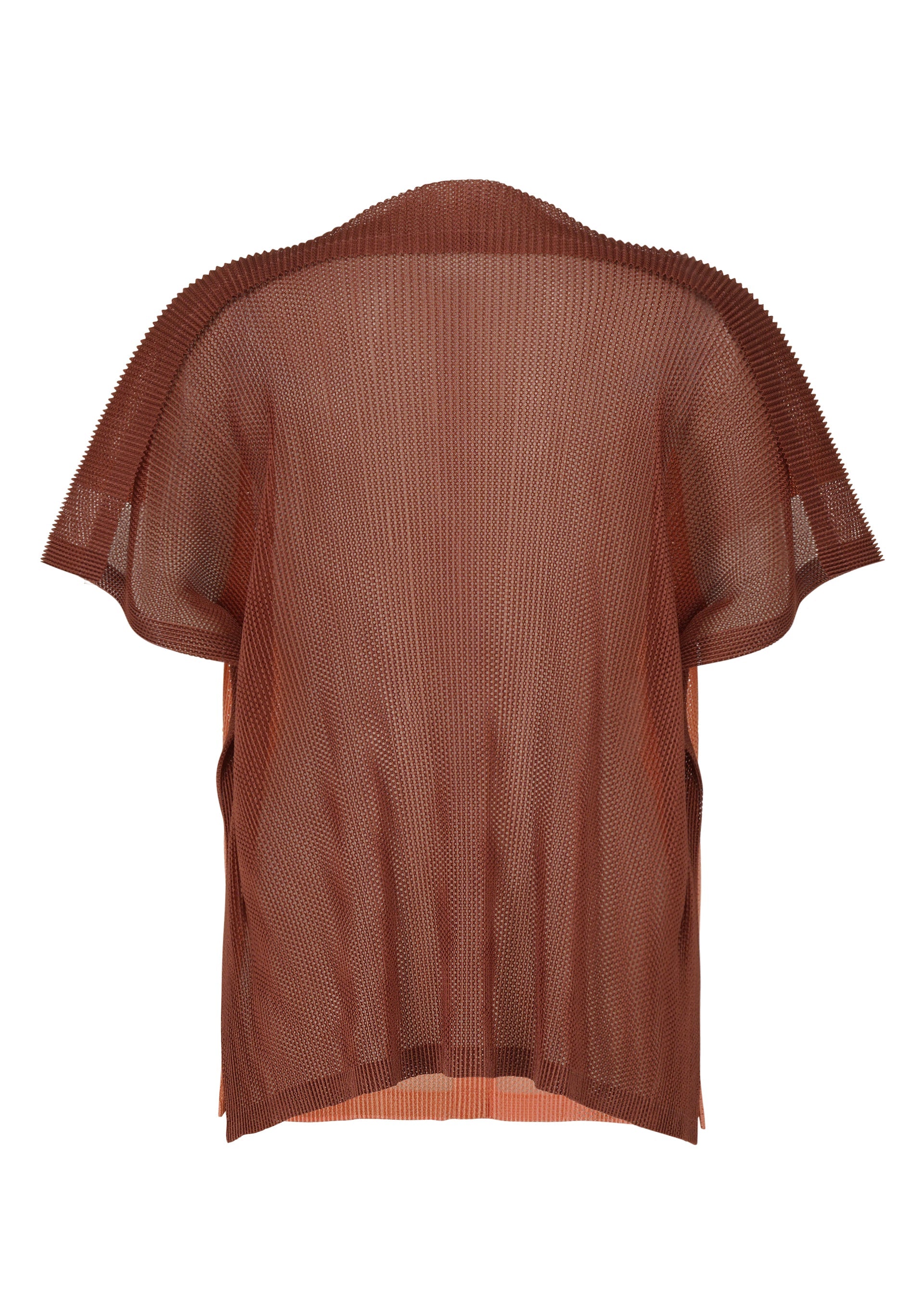 A detail shot of the PLEATS PLEASE ISSEY MIYAKE SHEER SQUARE cardigan.
