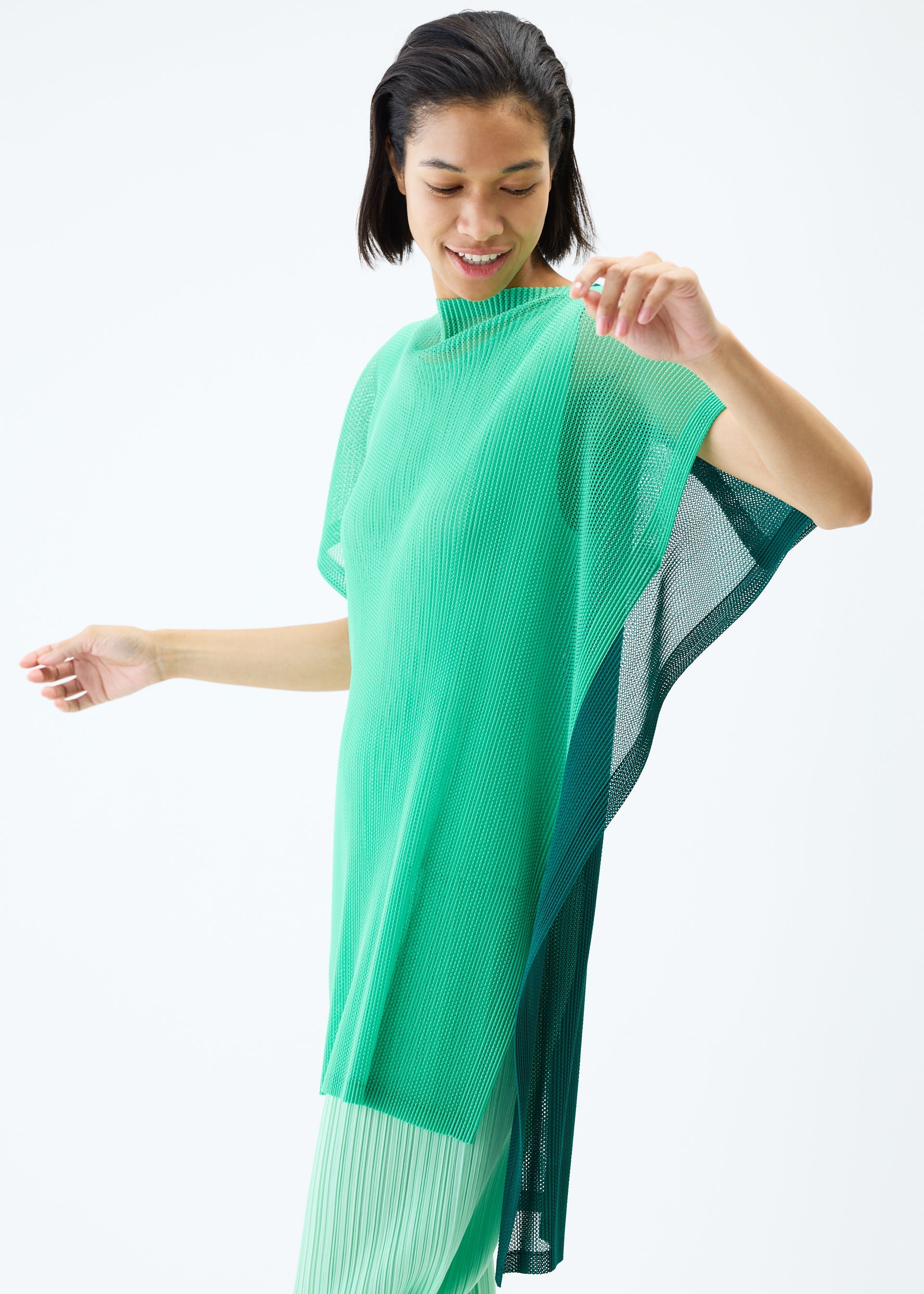 SHEER SQUARE Tunic Blue x Navy