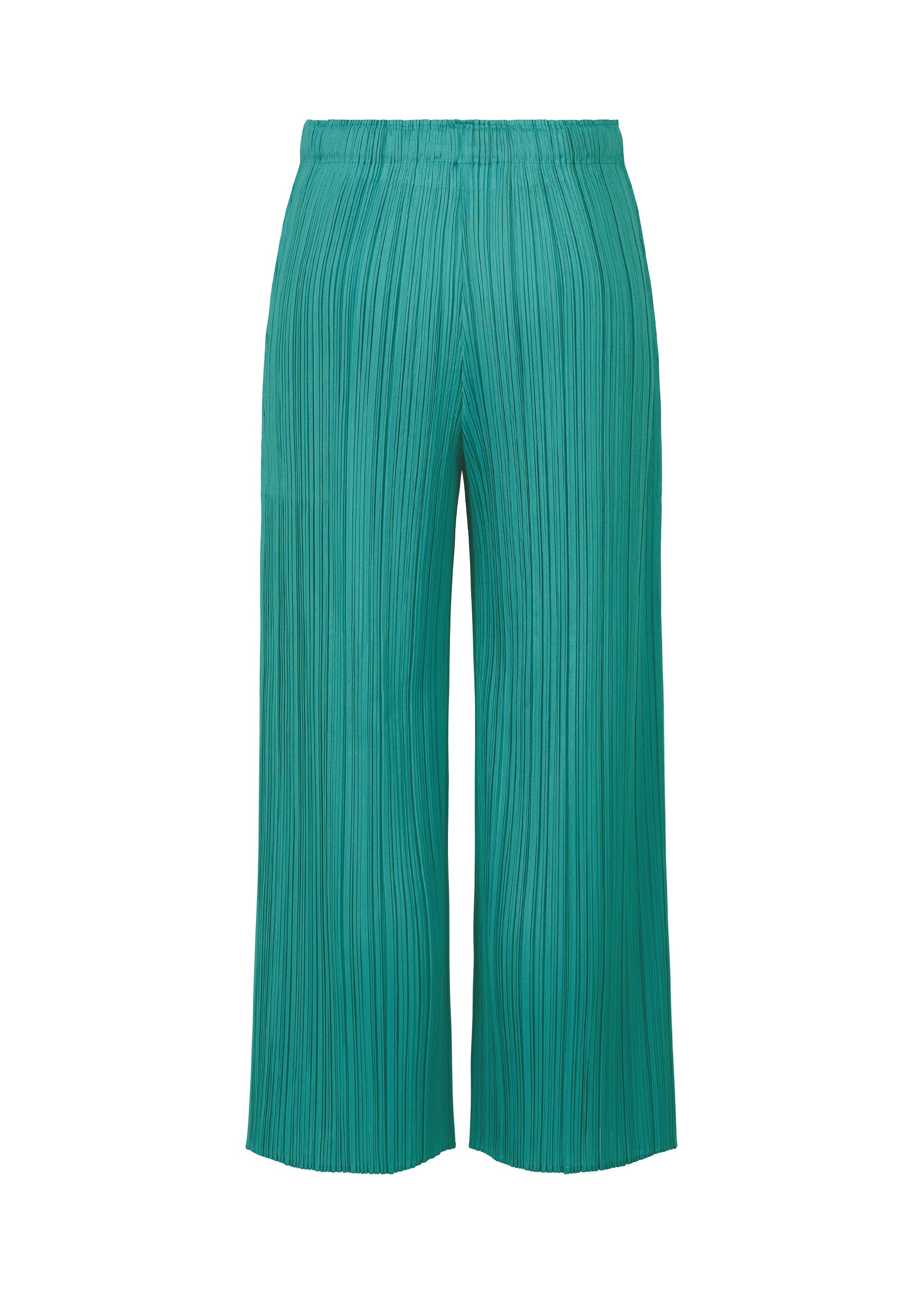 A detail shot of the PLEATS PLEASE ISSEY MIYAKE MONTHLY COLORS : JUNE trousers.
