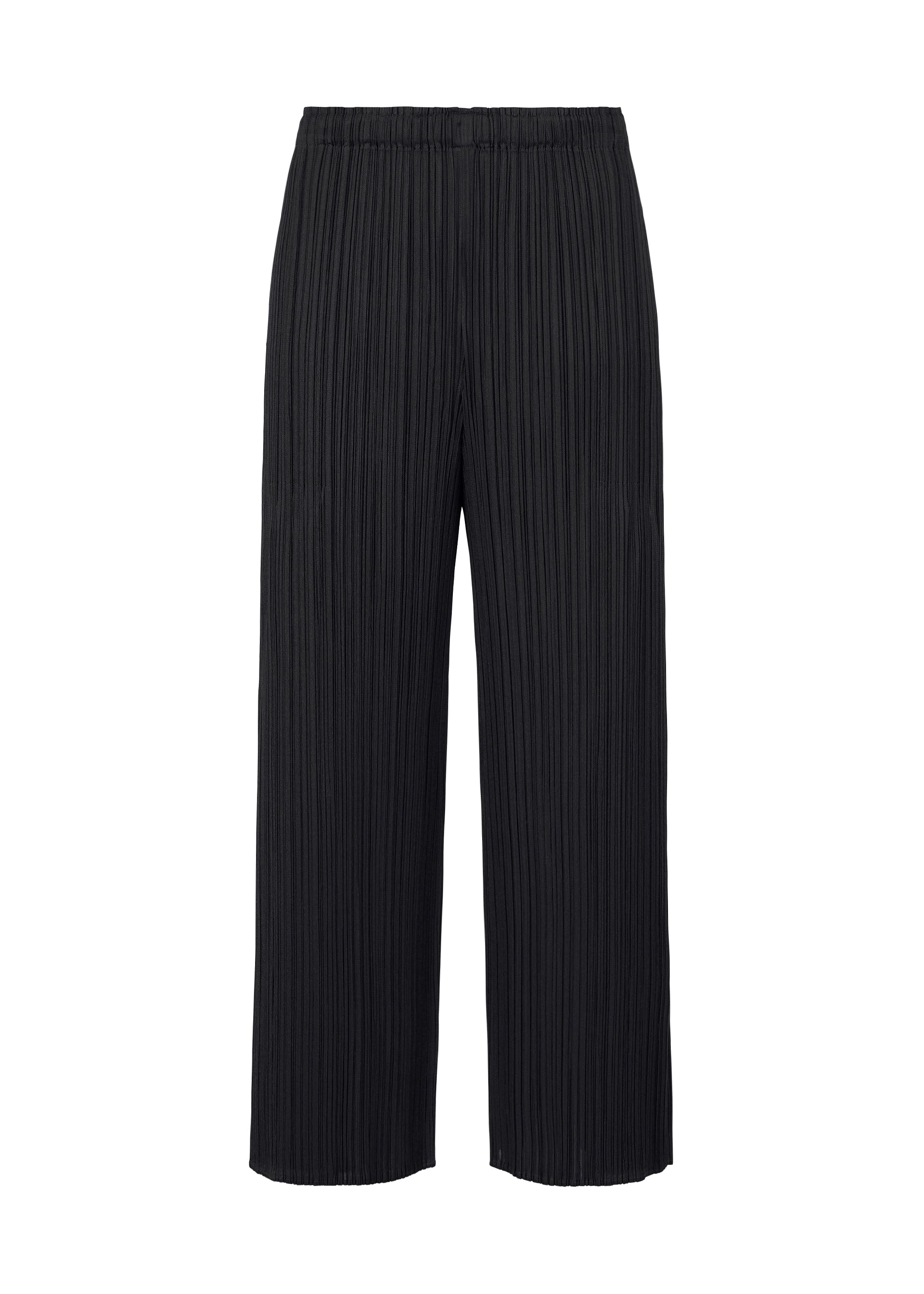 A product shot of the PLEATS PLEASE ISSEY MIYAKE MERRY BICOLOR trousers in black (15).
