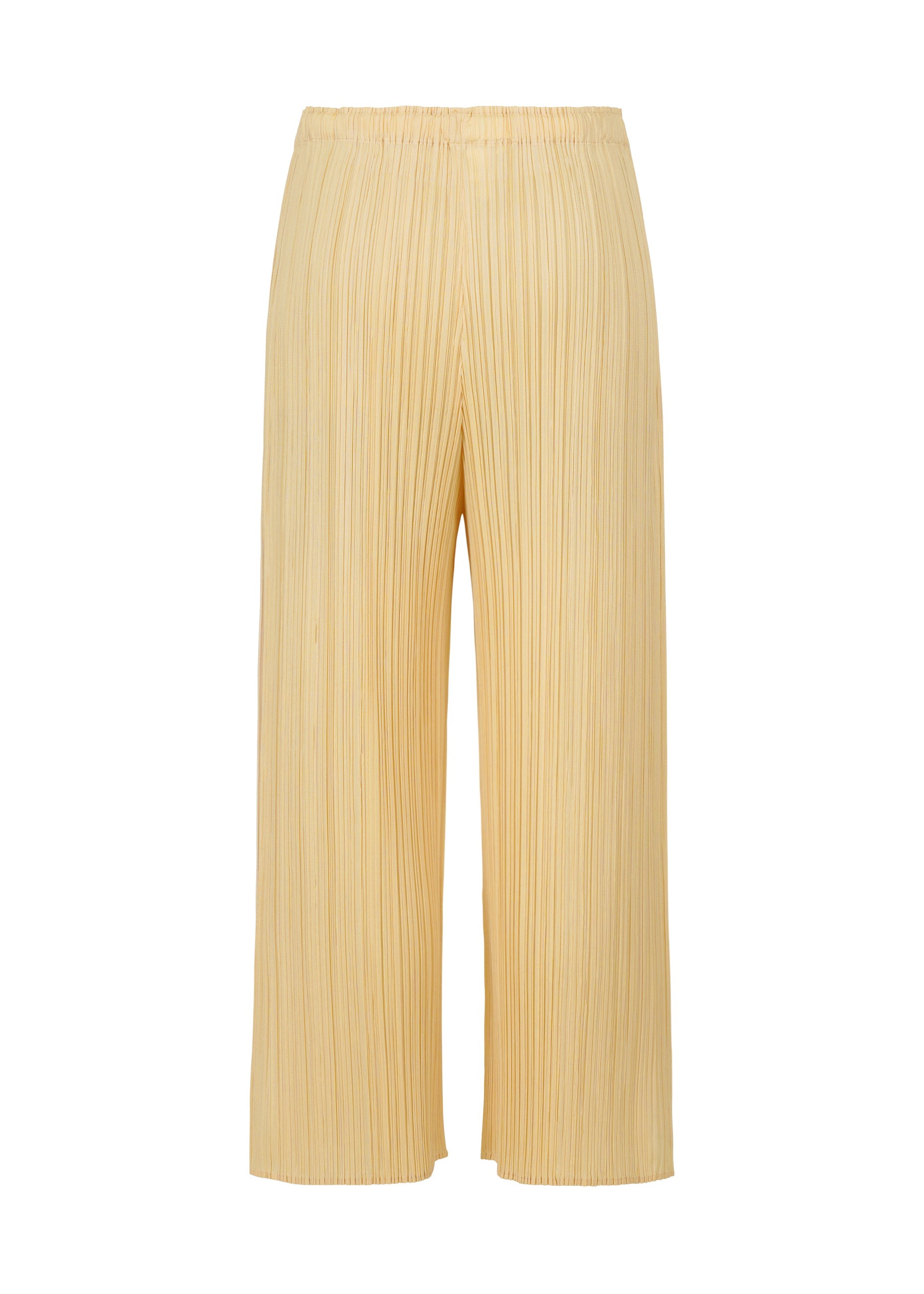 A detail shot of the PLEATS PLEASE ISSEY MIYAKE MERRY BICOLOR trousers.
